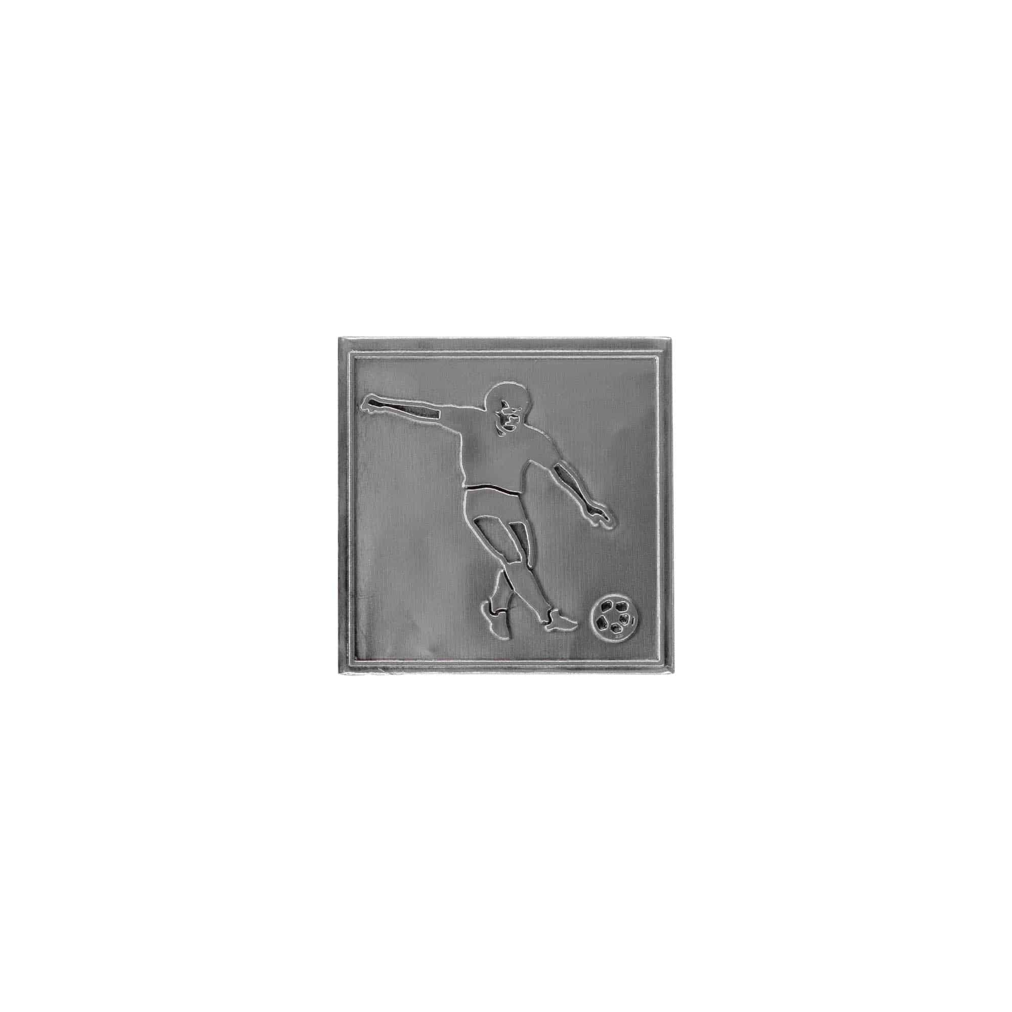 Kositrena naljepnica 'Nogomet', kvadratna, metal, srebro Kositrena naljepnica 'Nogomet', kvadratna, metal, srebro