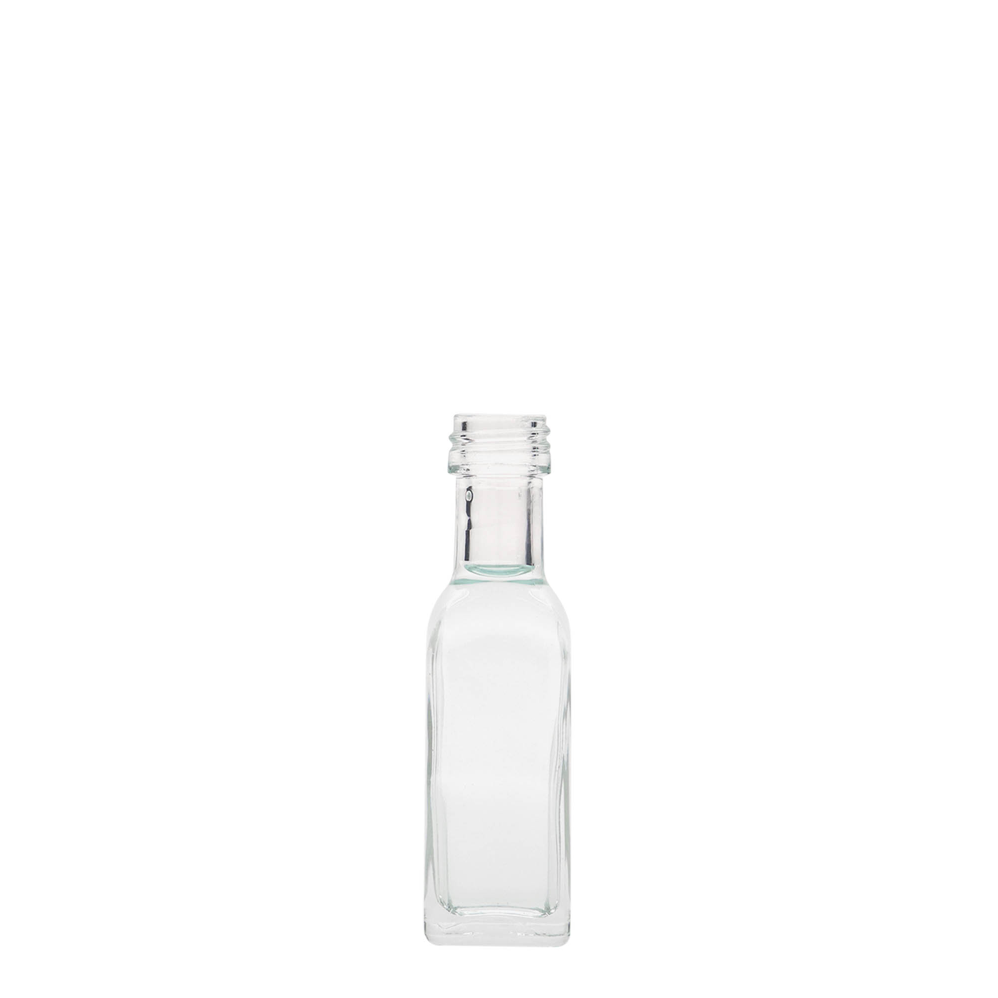 20 ml staklena bočica 'Marasca', kvadratna, grlo: PP 18