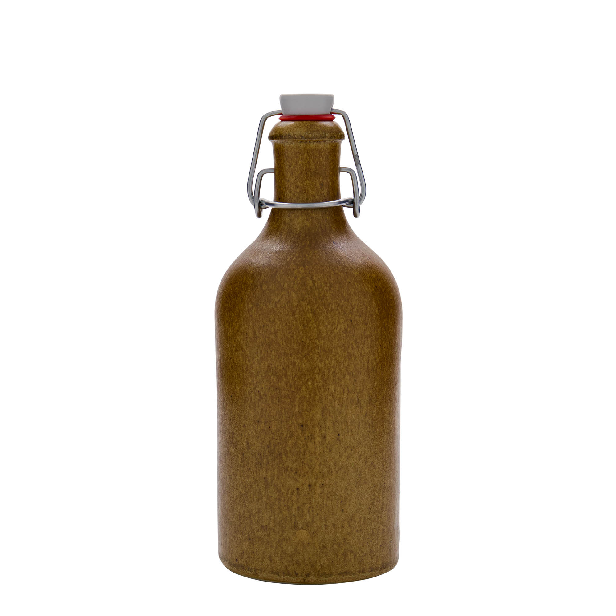 500 ml glineni vrč, kamenina, smeđe-kristalni, otvor: zatvarač s kopčom