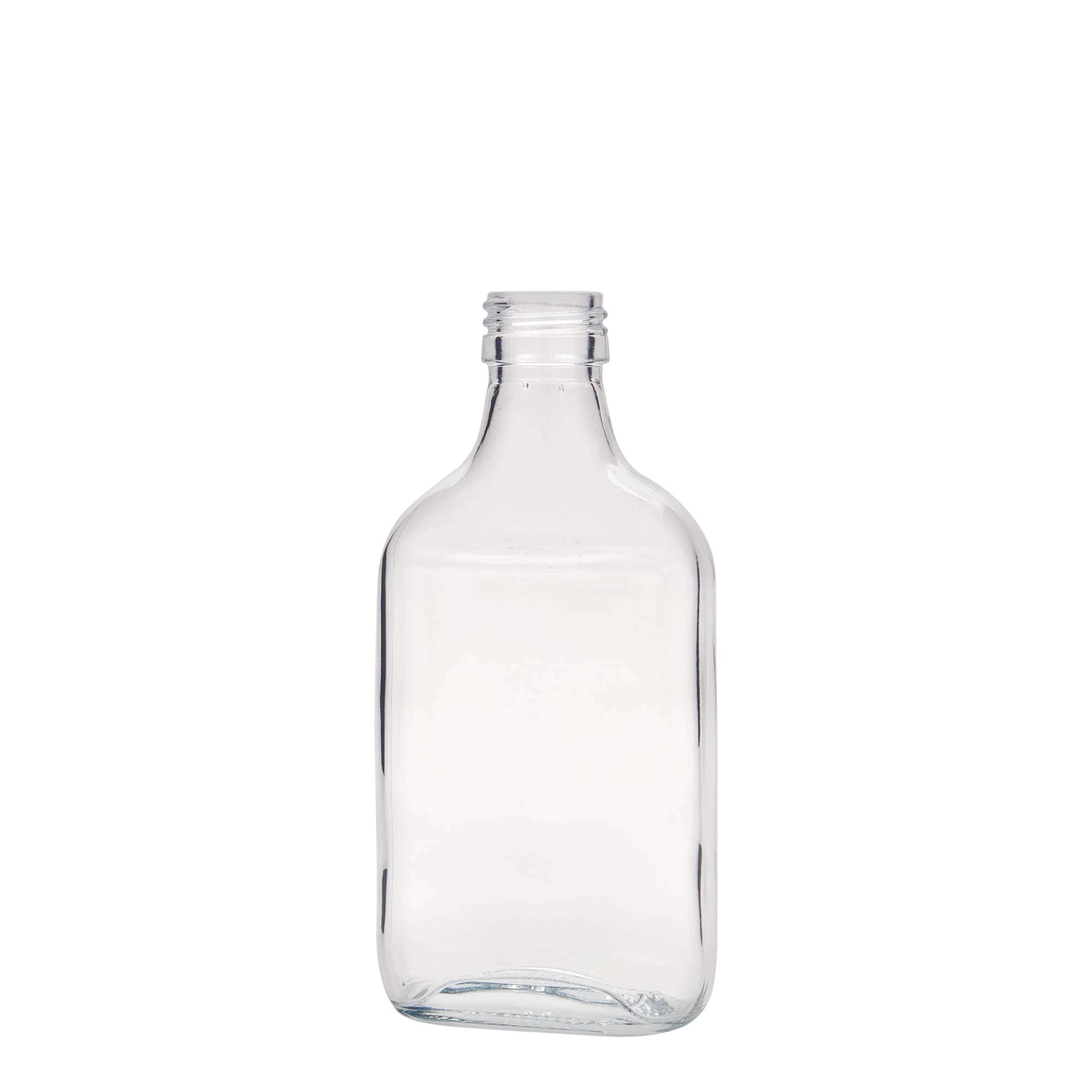 200 ml džepna bočica, pravokutna, staklo, grlo: PP 28