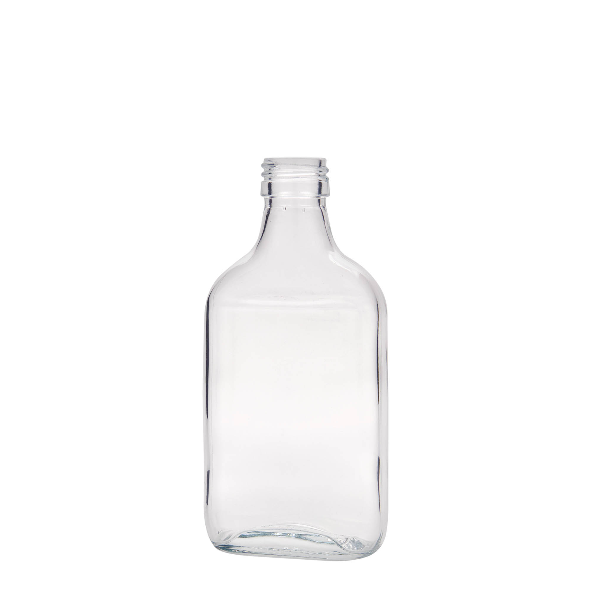 200 ml džepna bočica, pravokutna, staklo, grlo: PP 28