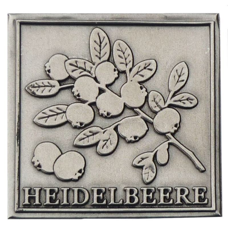 Kositrena naljepnica 'Borovnice', kvadratna, metal, srebro Kositrena naljepnica 'Borovnice', kvadratna, metal, srebro