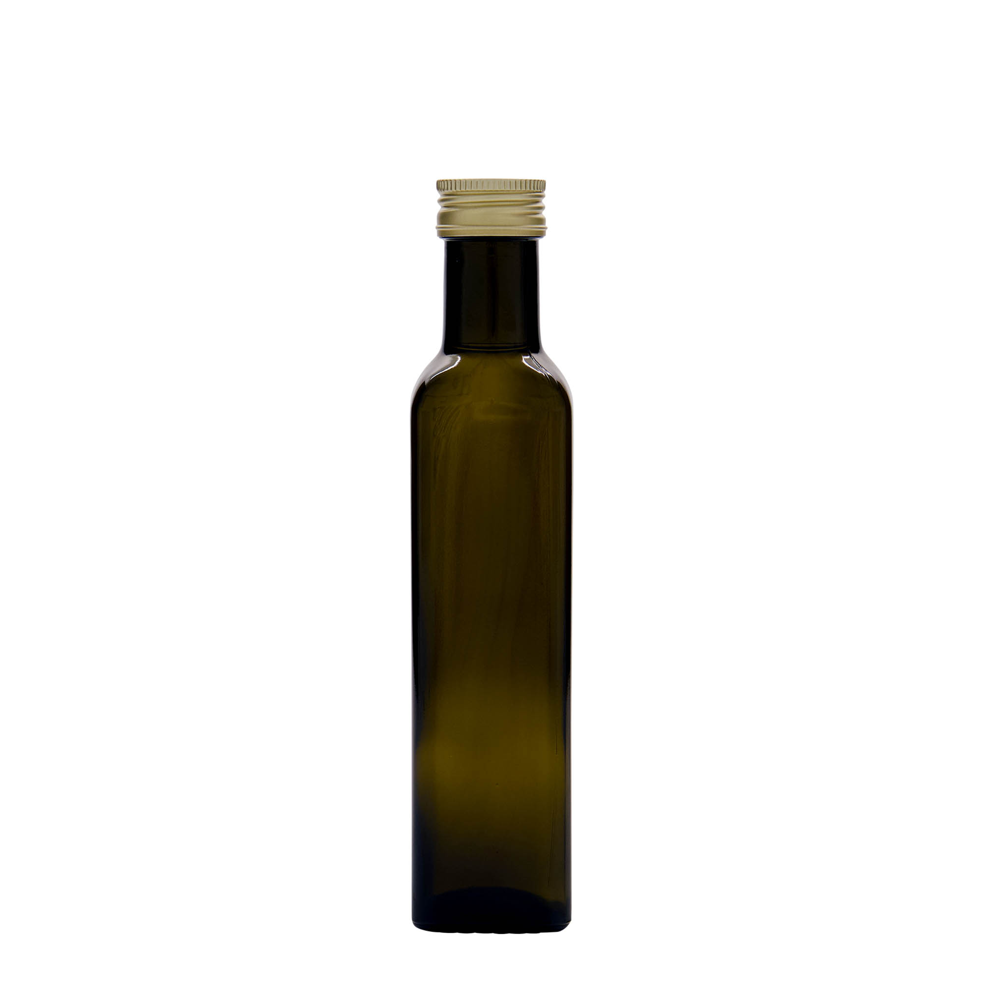 250 ml staklena boca 'Marasca', kvadratna, antičko zelena, grlo: PP 31,5