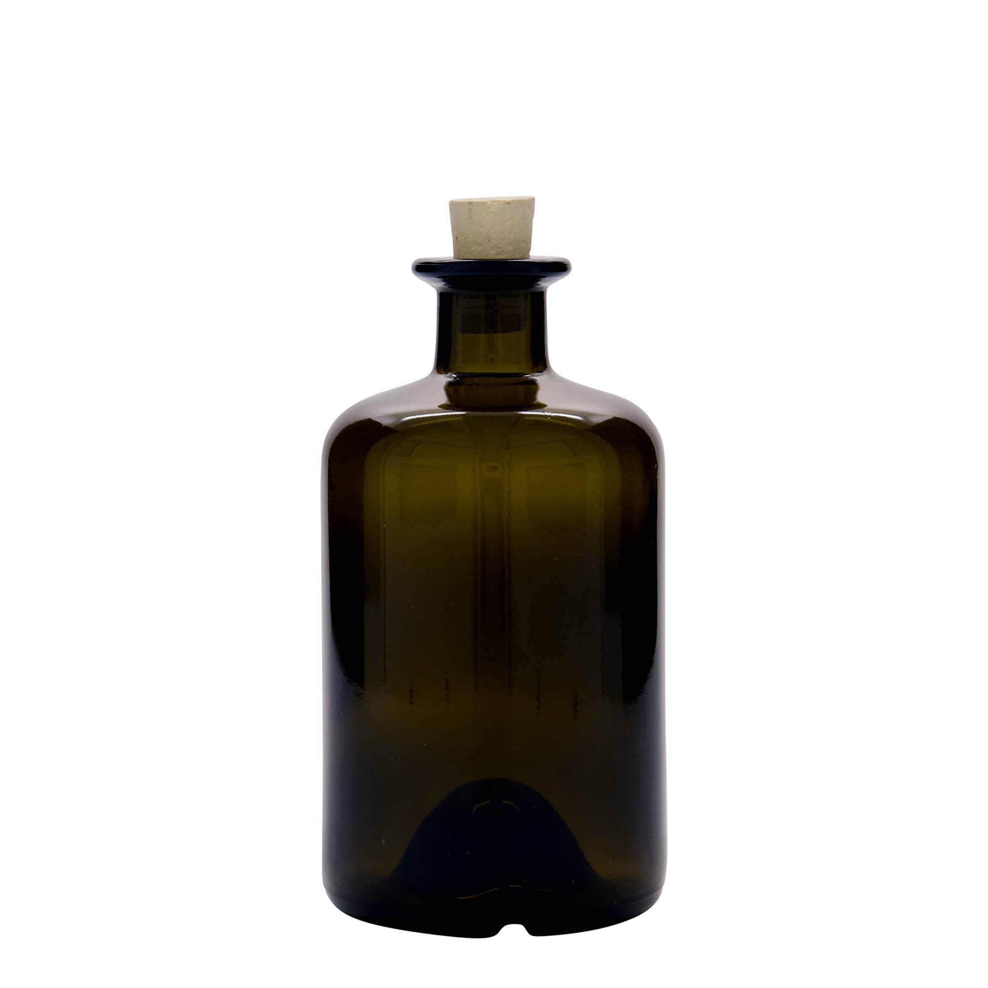 500 ml staklena boca ljekarnika, antikno zelena, grlo: pluta