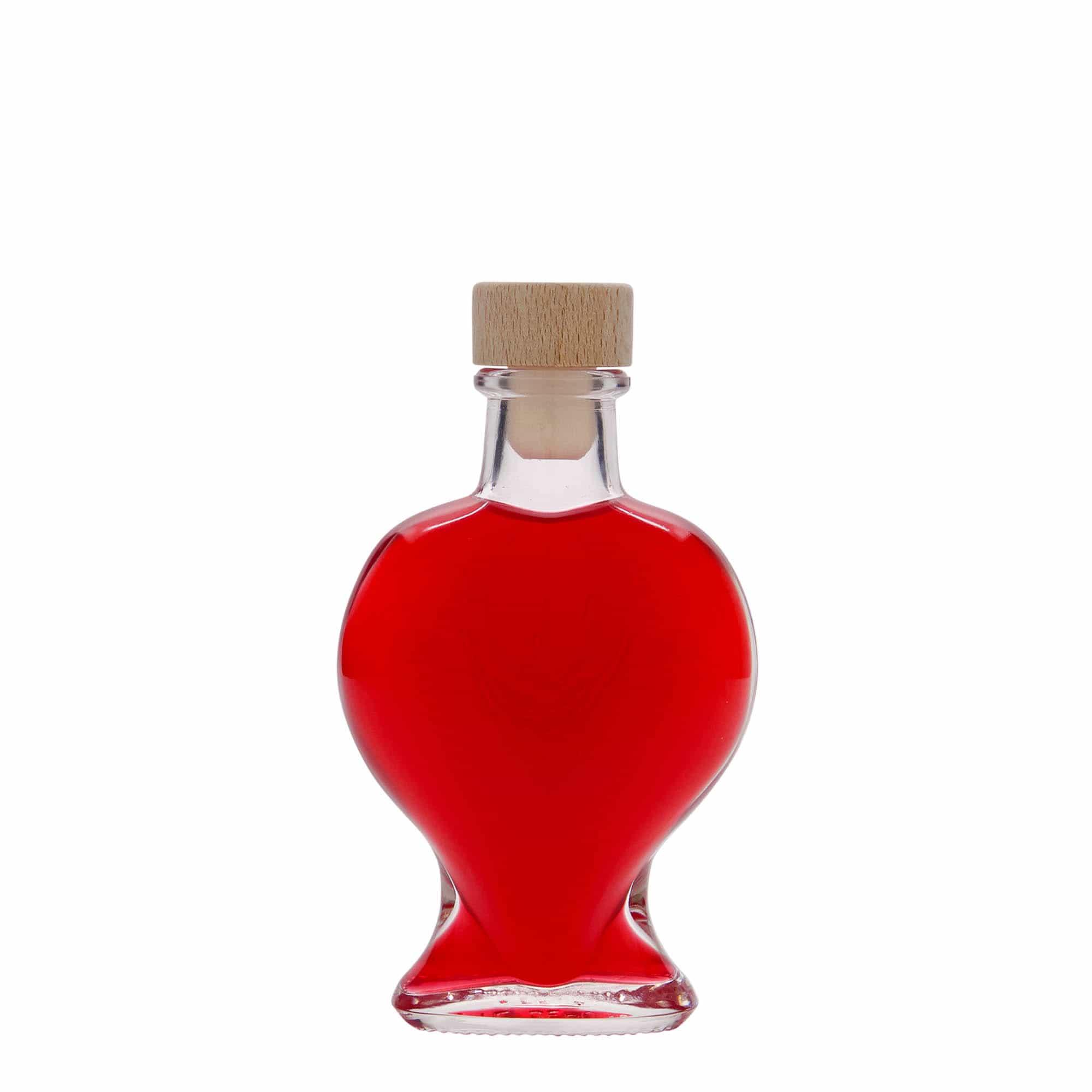 Staklena boca 100 ml 'Srce', otvor: pluteni čep