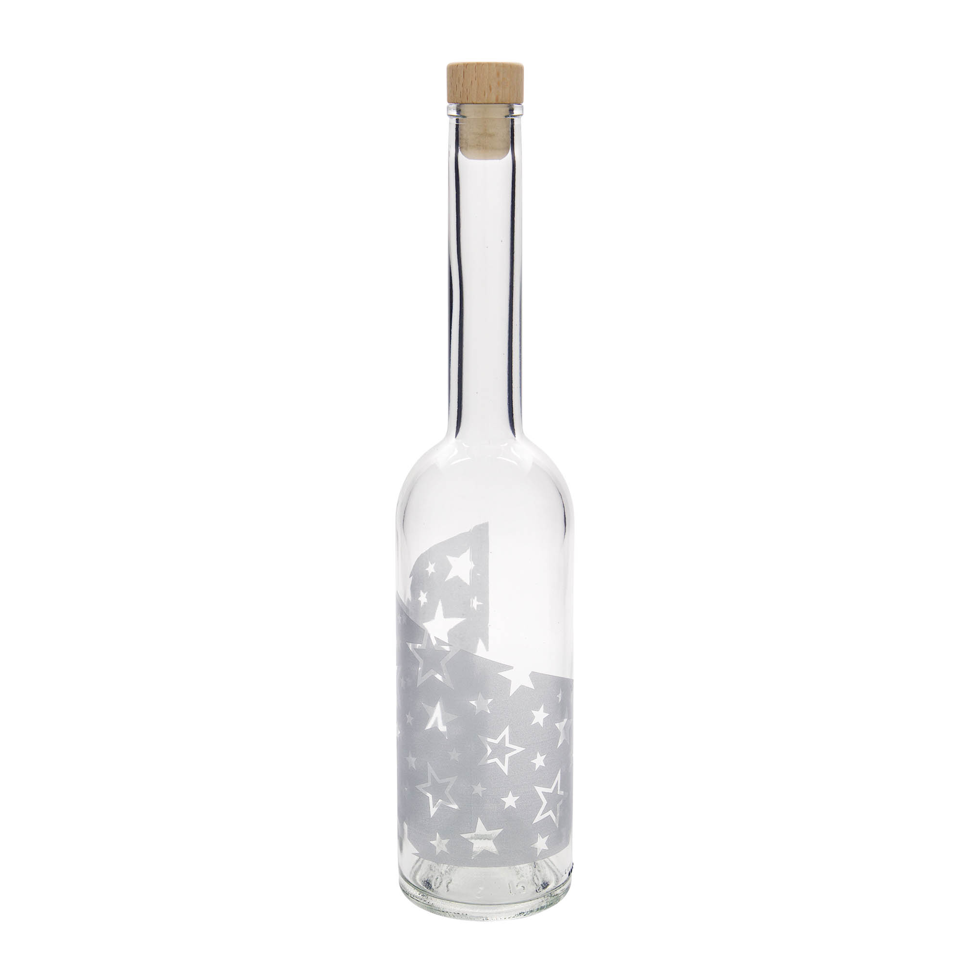 500 ml staklena boca 'Opera', motiv: srebrne zvijezde, grlo: pluta 500 ml staklena boca 'Opera', motiv: srebrne zvijezde, grlo: pluta