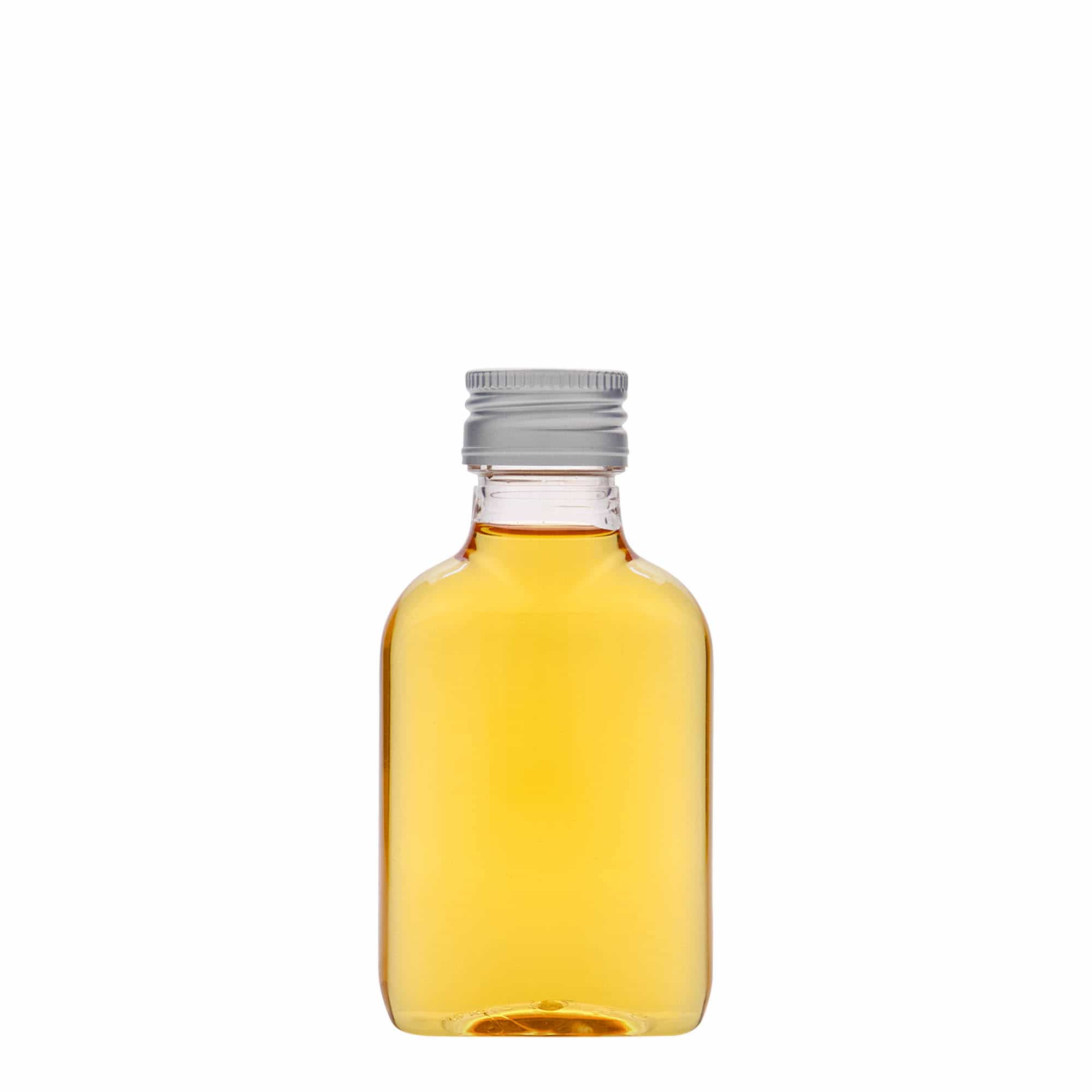 Džepna ploska 100 ml, ovalna, PET plastika, otvor: PP 28