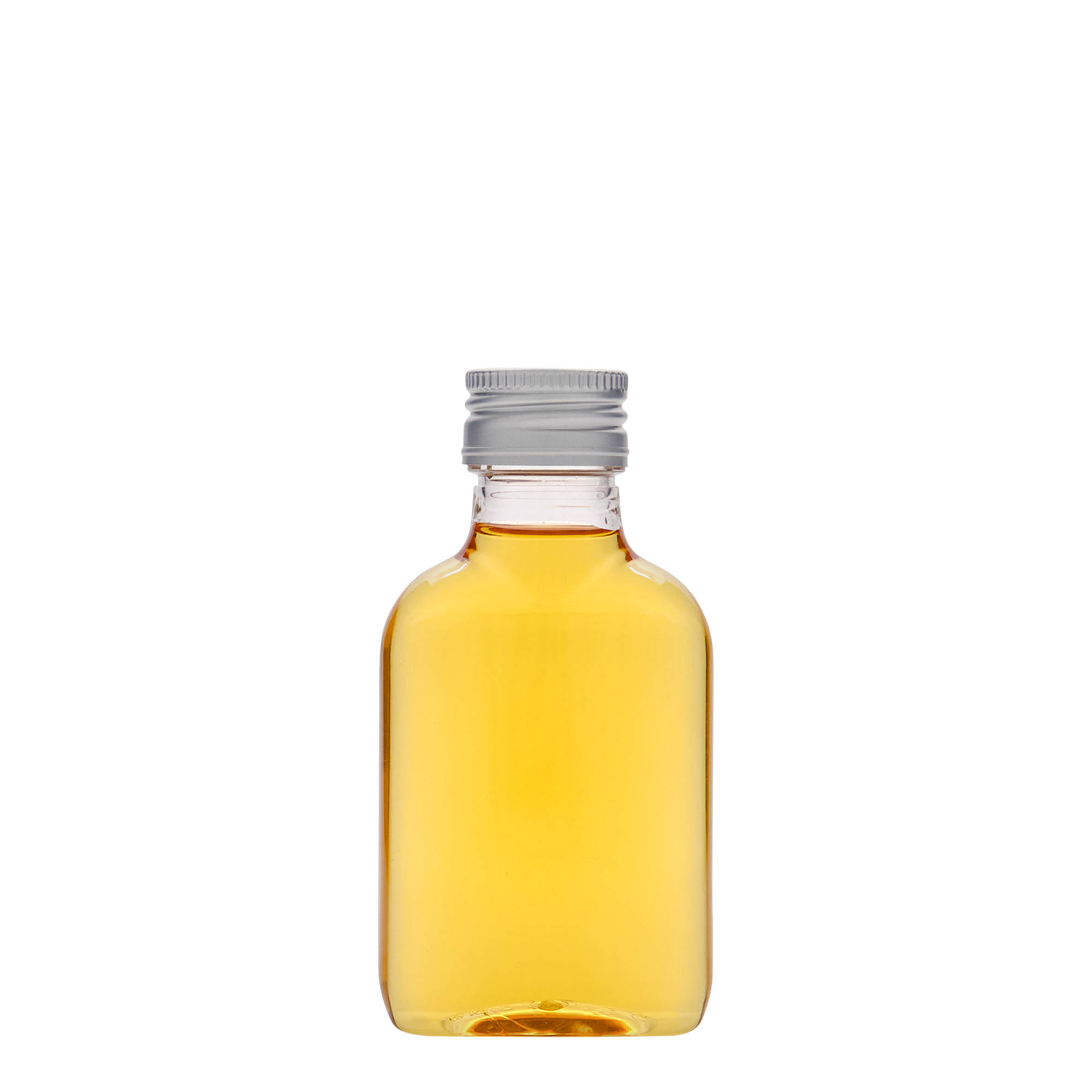 100 ml bočica za džep, ovalna, PET plastika, grlo: PP 28 100 ml bočica za džep, ovalna, PET plastika, grlo: PP 28