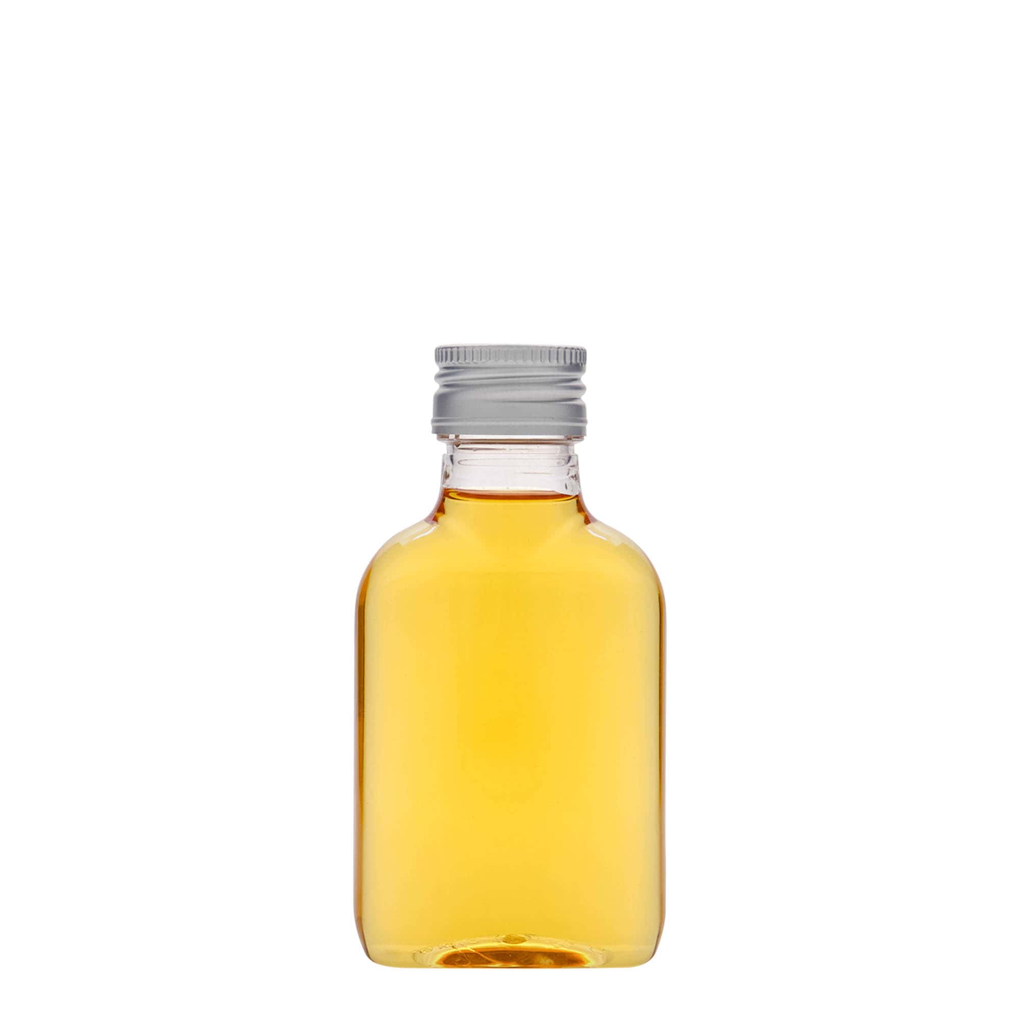 100 ml bočica za džep, ovalna, PET plastika, grlo: PP 28
