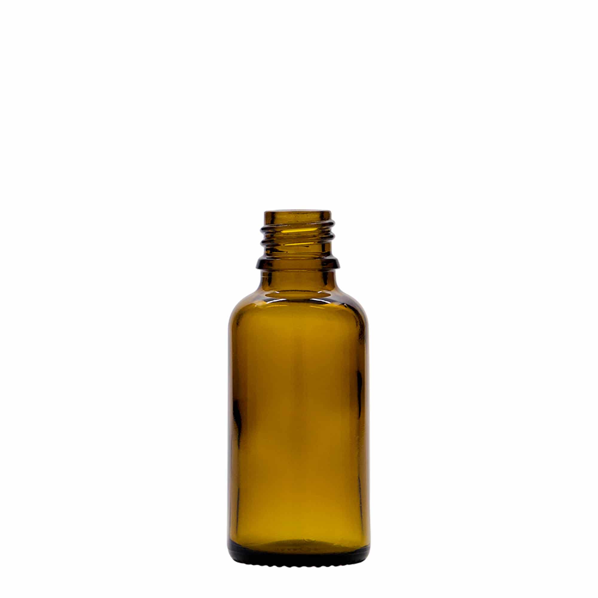 30 ml bocica s kapaljkom, medicinska, staklena, smeđa, grlo: DIN 18