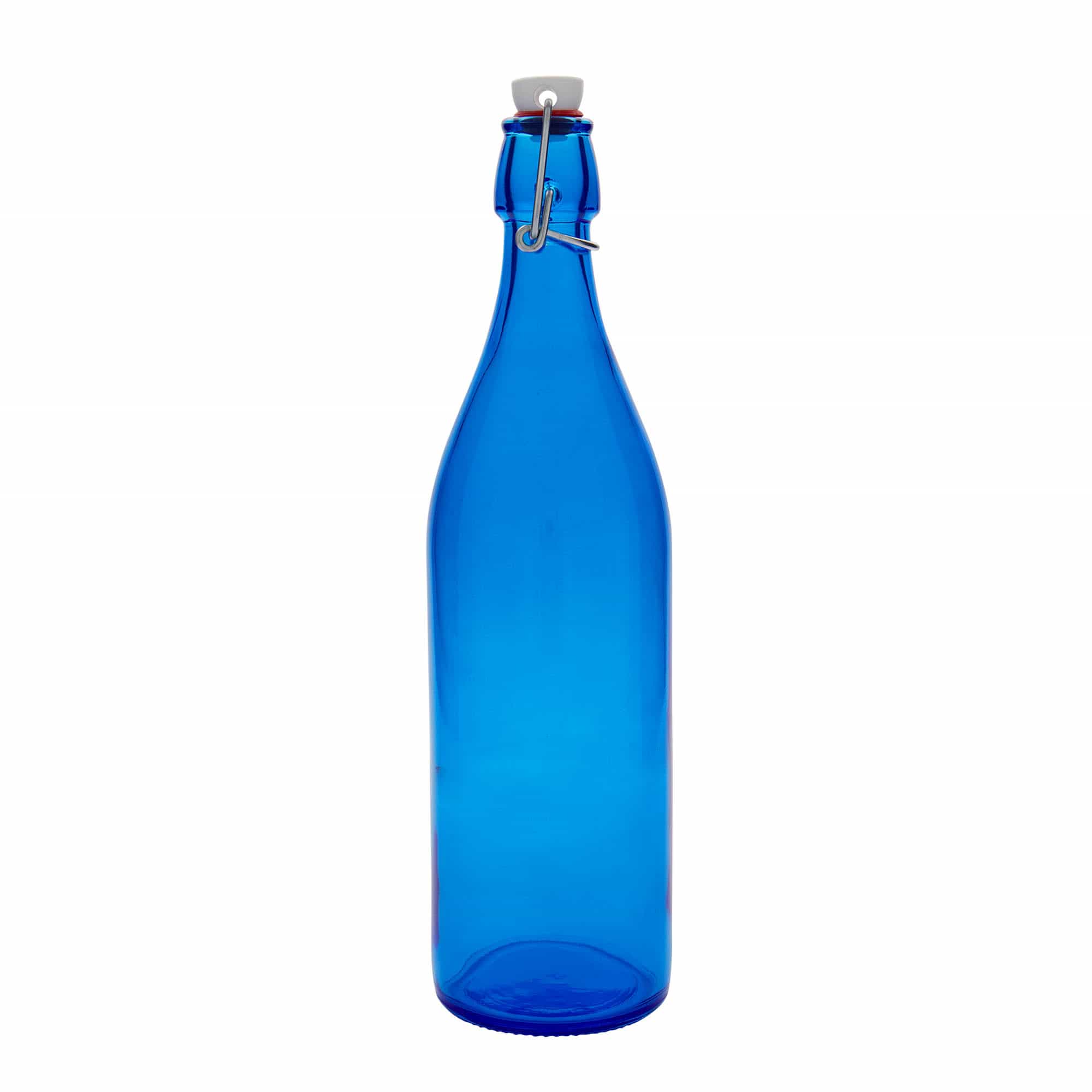 1.000 ml staklena boca 'Giara', plava, grlo: zatvarač s kopčom