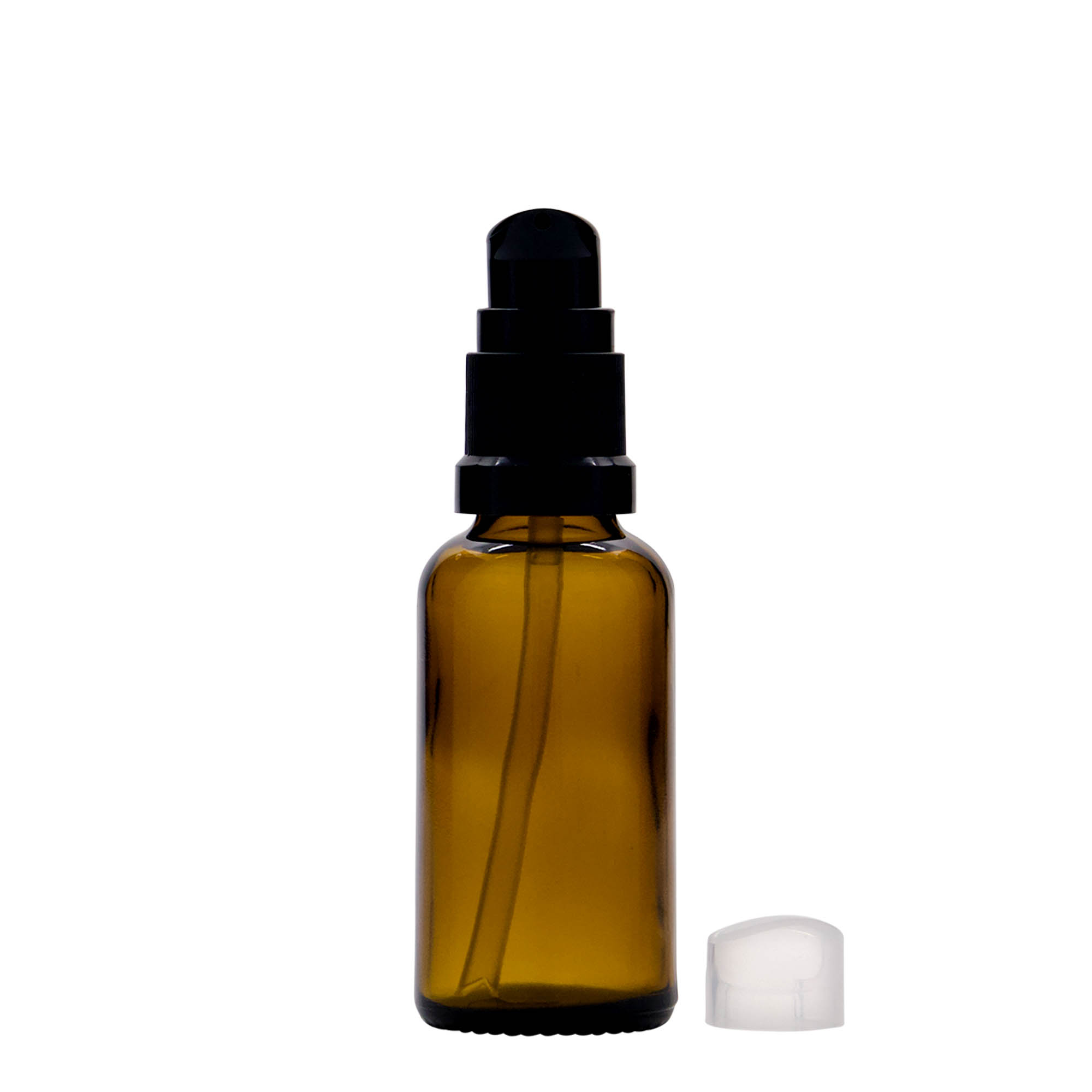 30 ml medicinska bočica s pumpicom za losion, staklo, smeđa, grlo: DIN 18 30 ml medicinska bočica s pumpicom za losion, staklo, smeđa, grlo: DIN 18