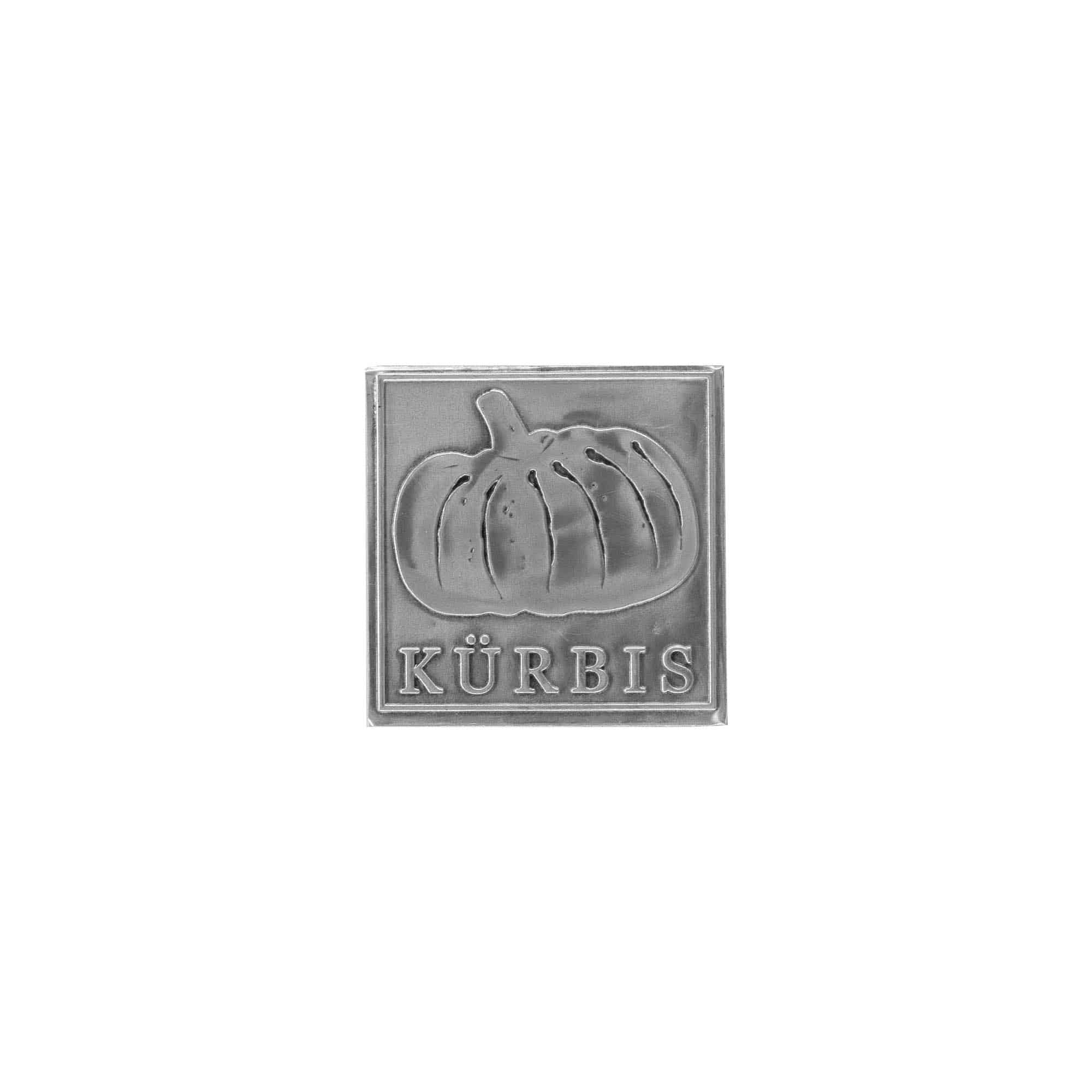 Kositrena naljepnica 'Bundeva', kvadratna, metal, srebro Kositrena naljepnica 'Bundeva', kvadratna, metal, srebro