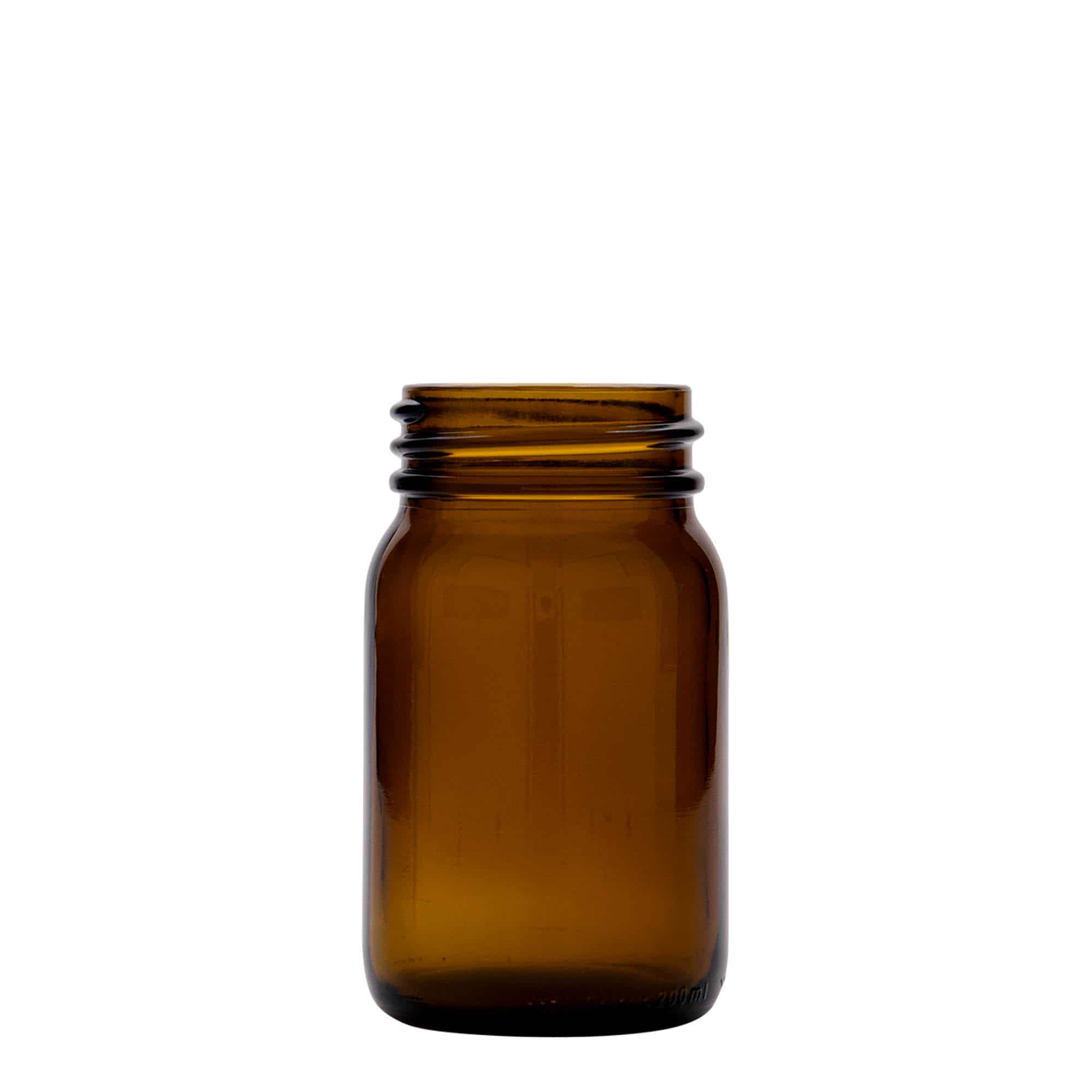 200 ml širokogrlo staklenka, smeđa, otvor: DIN 55