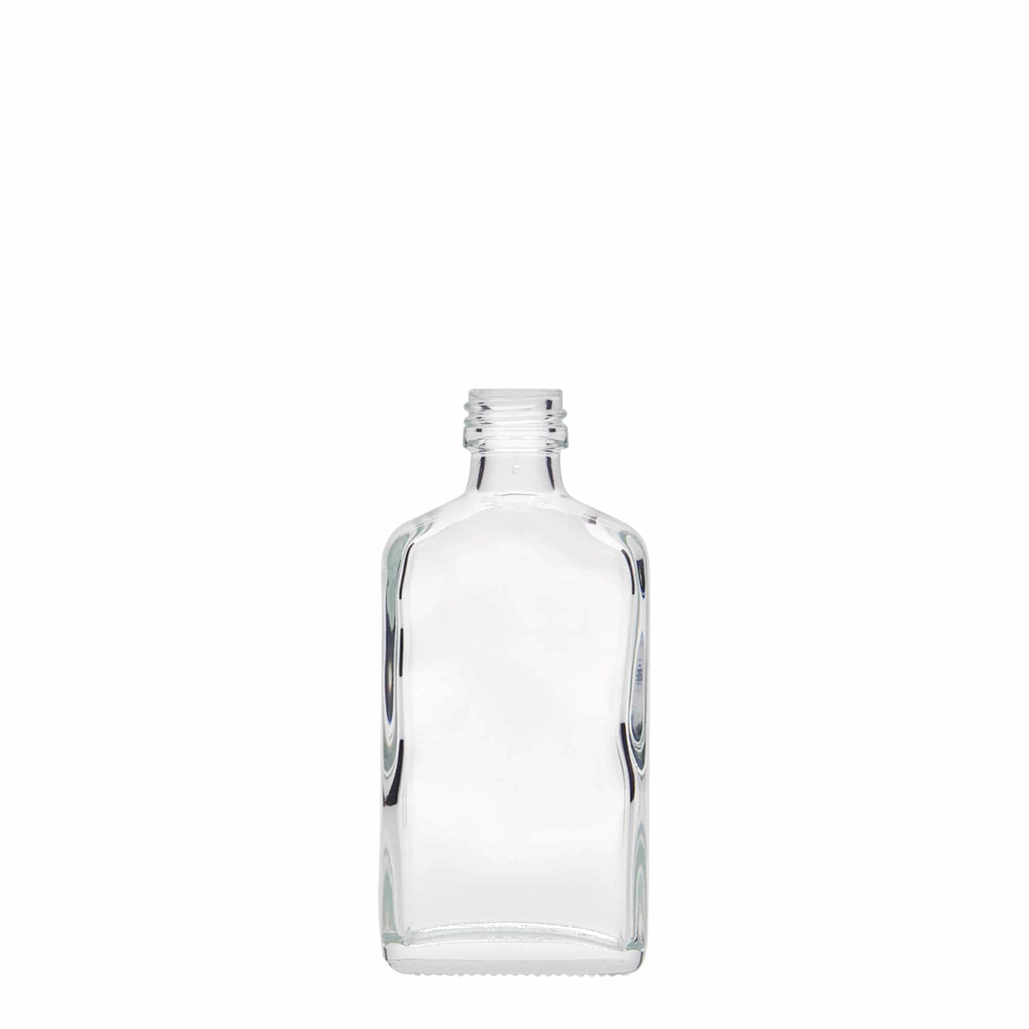 Džepna ploska 50 ml, pravokutna, staklo, otvor: PP 18 Džepna ploska 50 ml, pravokutna, staklo, otvor: PP 18
