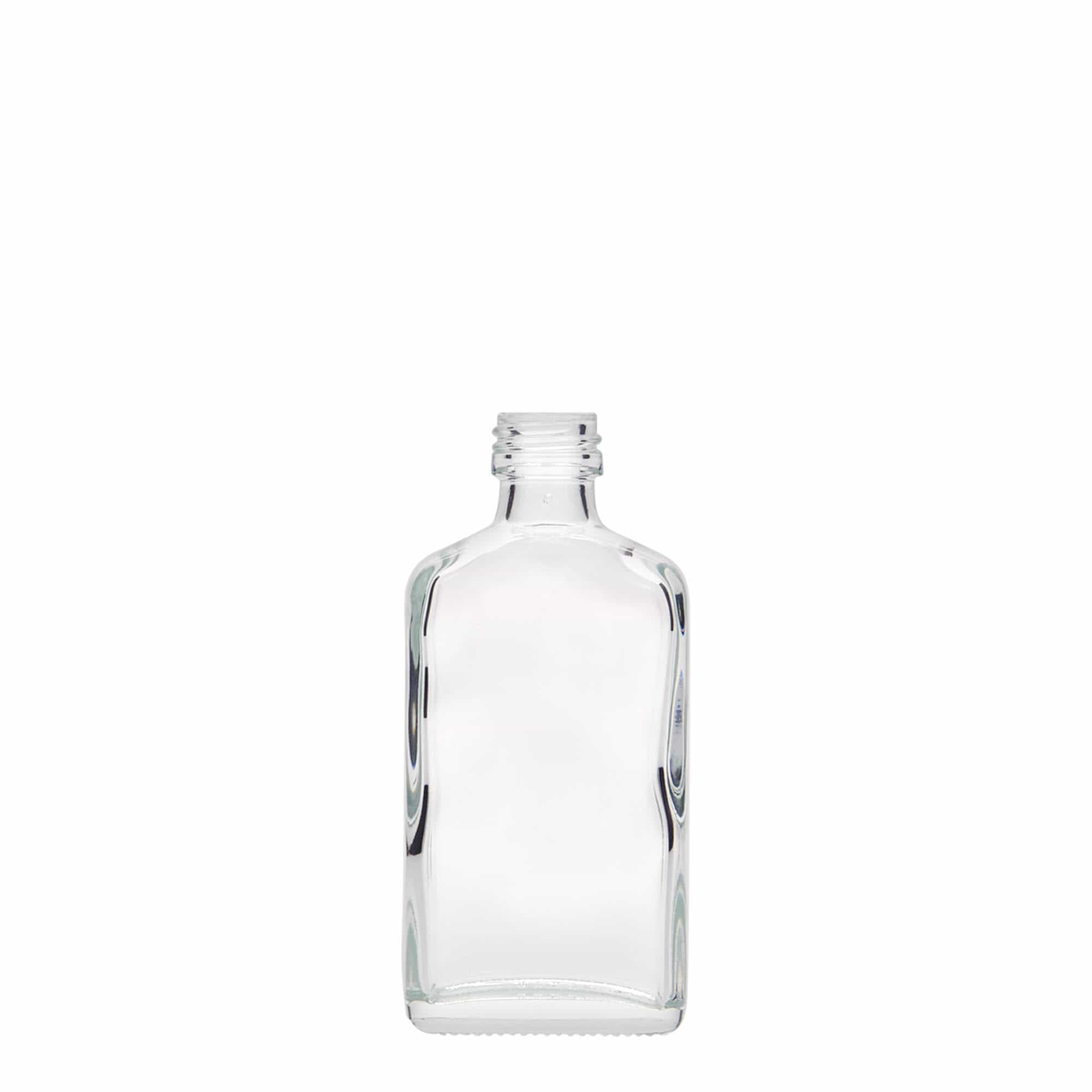 50 ml bočica za džep, pravokutna, staklena, grlo: PP 18