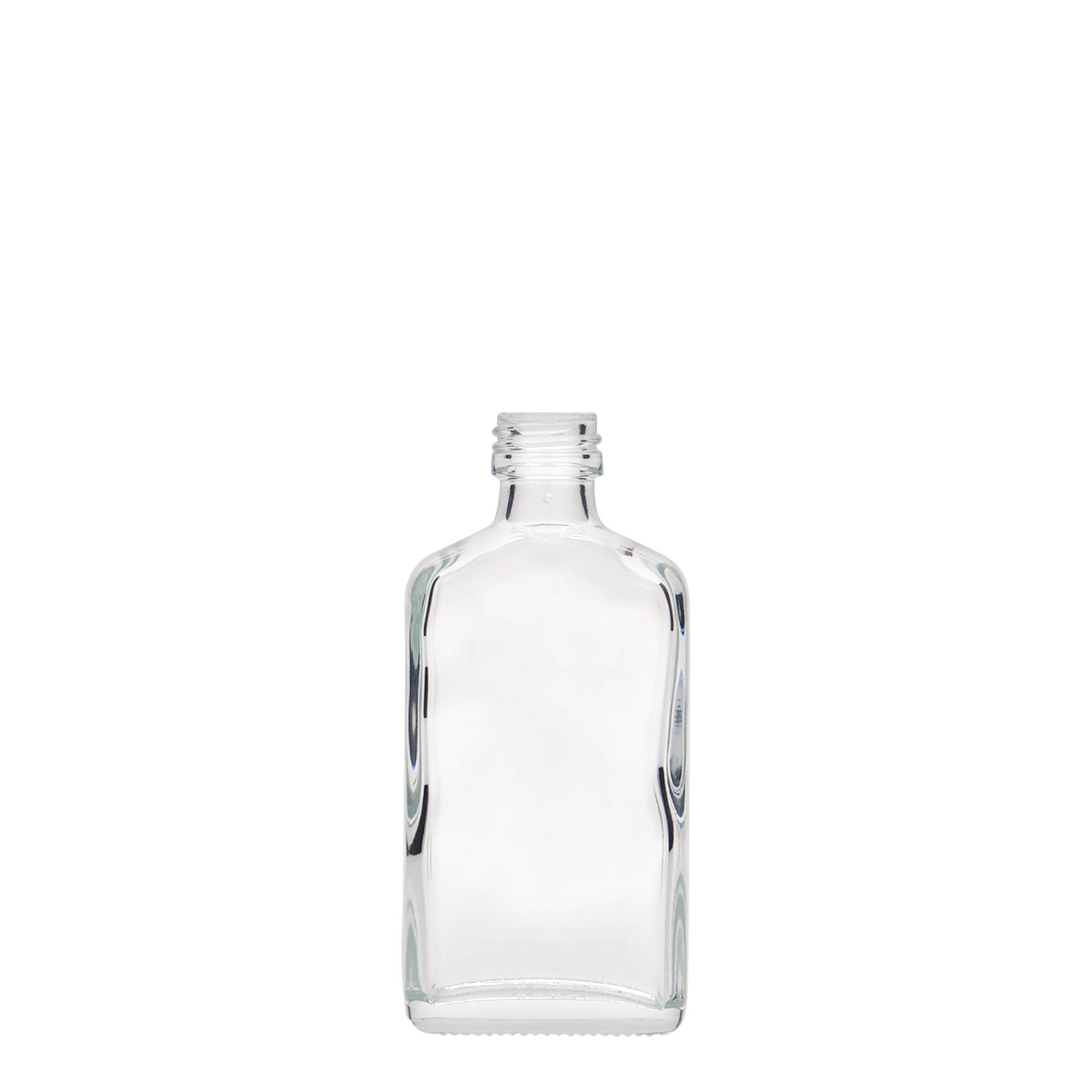 50 ml bočica za džep, pravokutna, staklena, grlo: PP 18