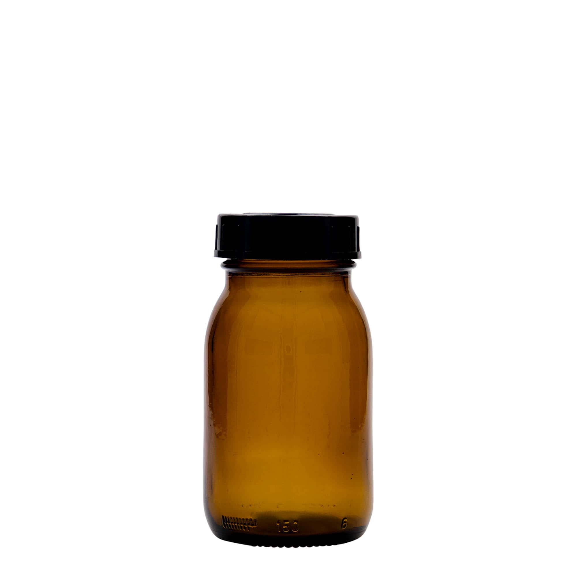 150 ml staklena boca širokog grla, smeđa, otvor: DIN 45