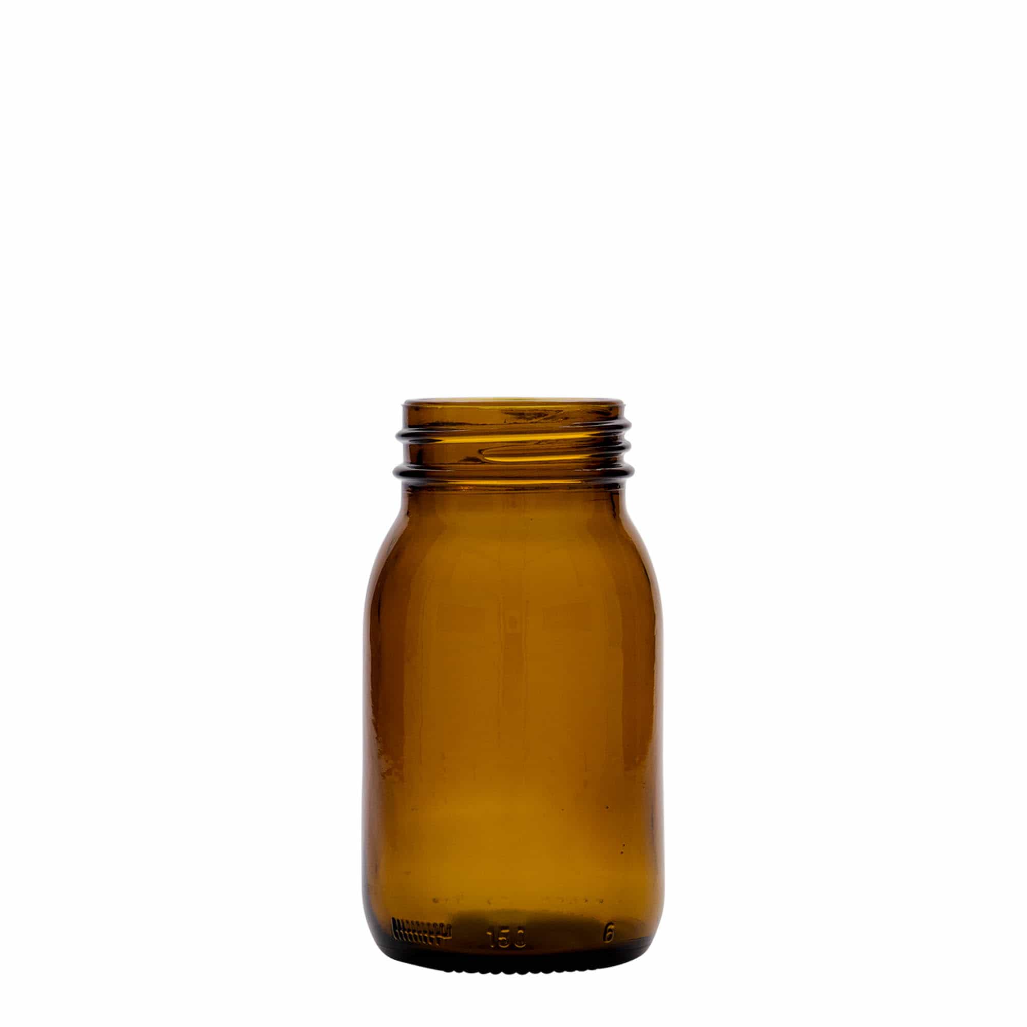 150 ml staklena boca širokog grla, smeđa, otvor: DIN 45