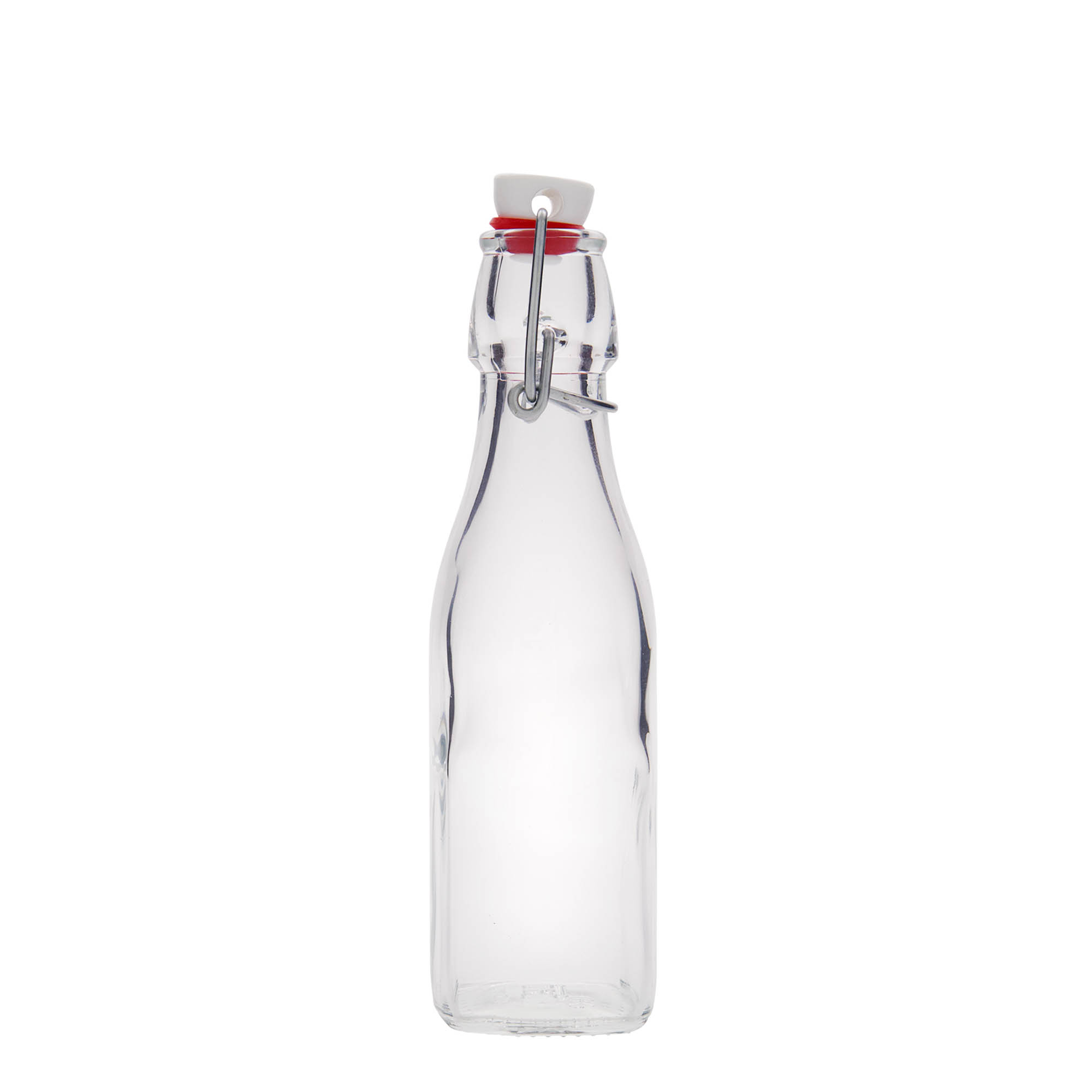 250 ml staklena boca 'Swing, kvadratna, grlo: zatvarač s kopčom 250 ml staklena boca 'Swing, kvadratna, grlo: zatvarač s kopčom