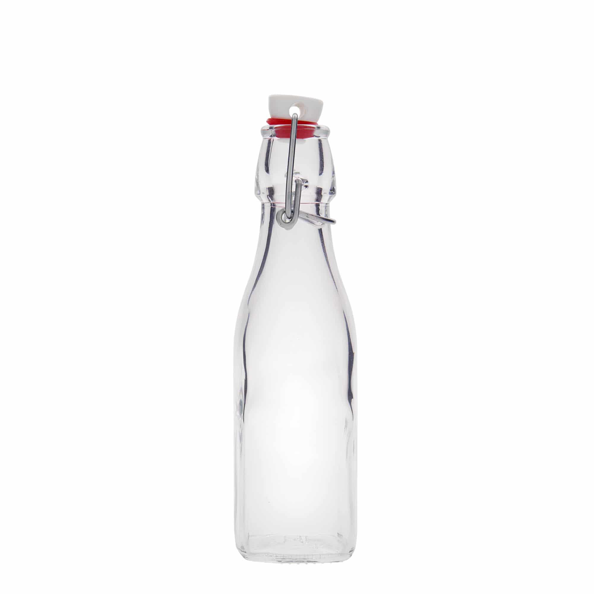 250 ml staklena boca 'Swing, kvadratna, grlo: zatvarač s kopčom