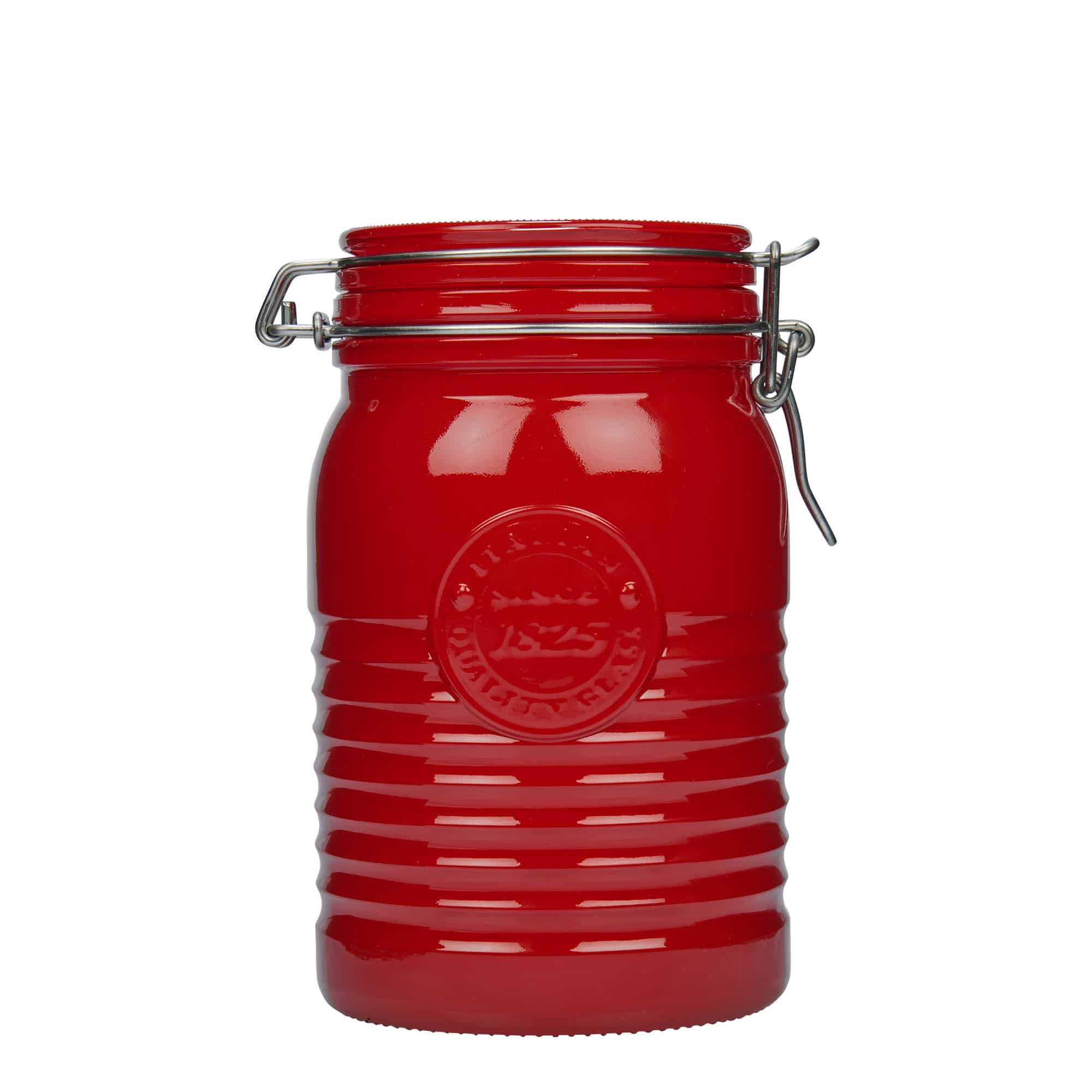 Staklenka s hermetičkim poklopcem 1000 ml 'Officina 1825', crvena, otvor: hermetički poklopac