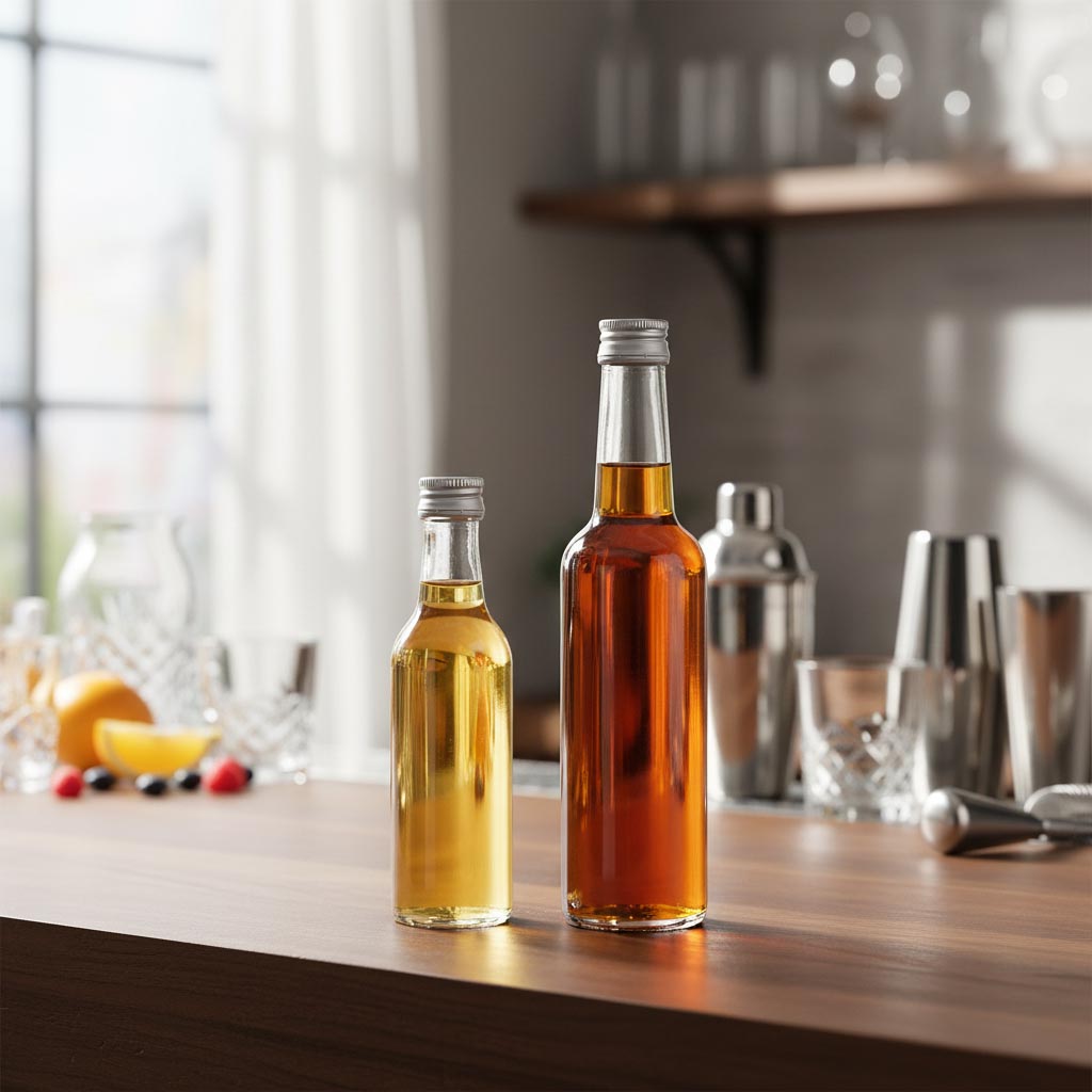 50 ml staklena boca s ravnim vratom, otvor: PP 18 50 ml staklena boca s ravnim vratom, otvor: PP 18