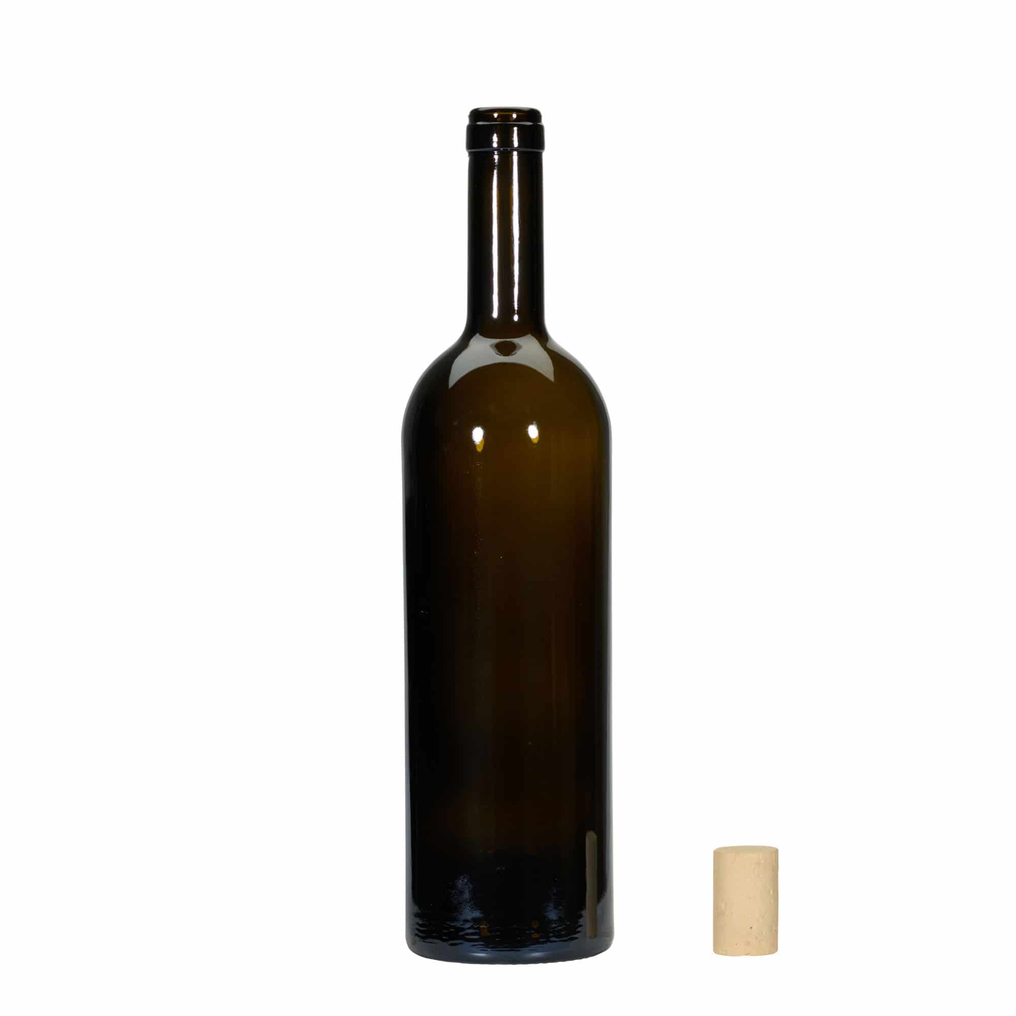 Boca za vino 750 ml 'Golia', antikno zelena, otvor: pluteni čep