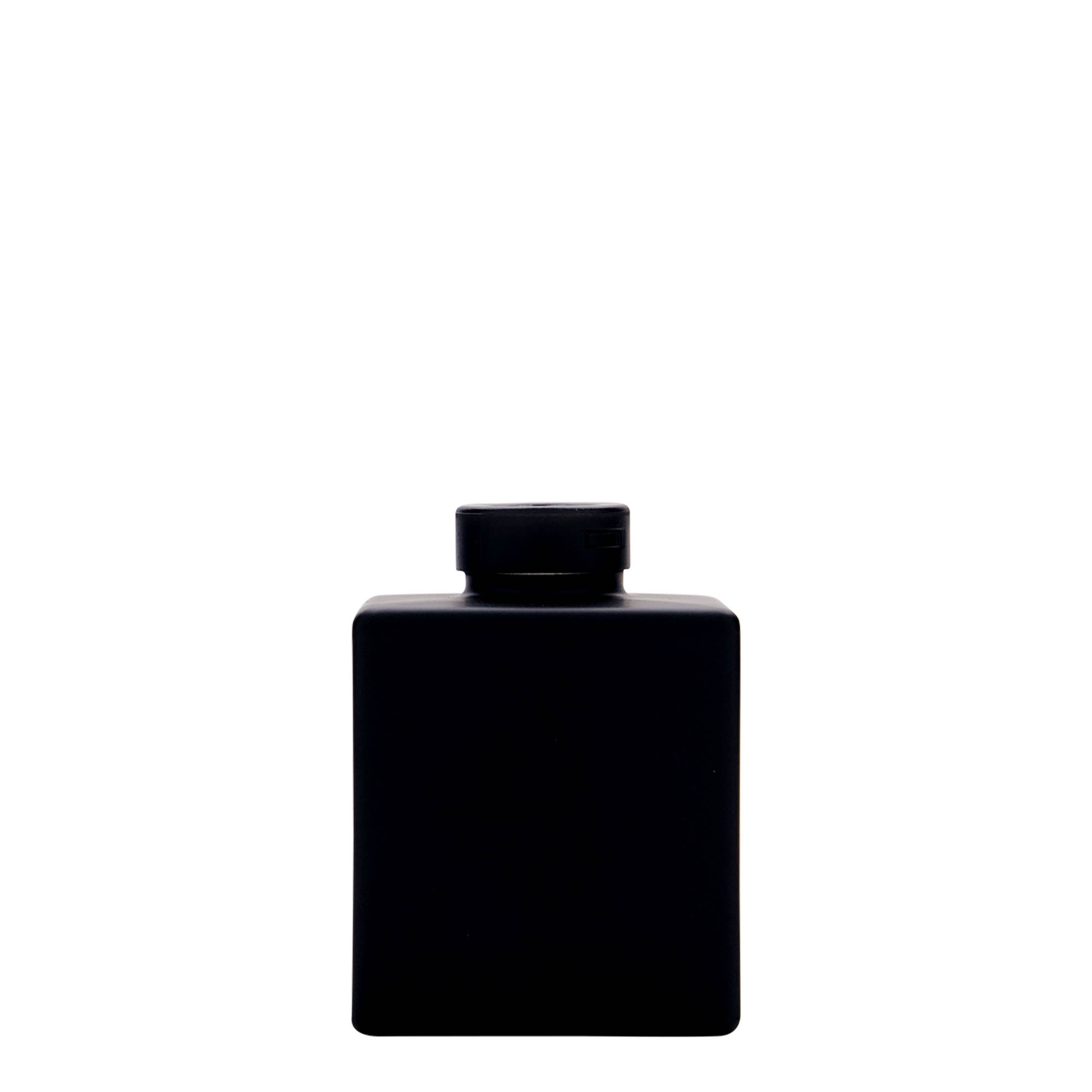 100 ml staklena boca 'Cube', kvadratna, crna, otvor: pluta