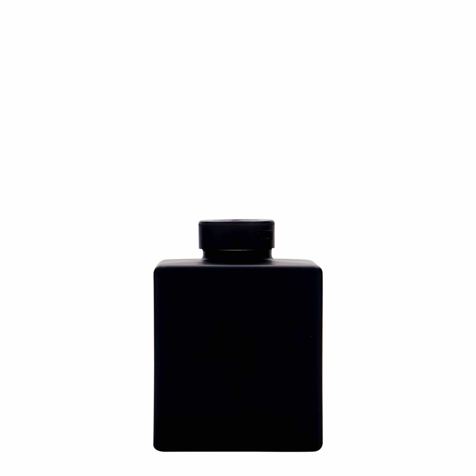 100 ml staklena boca 'Cube', kvadratna, crna, otvor: pluta