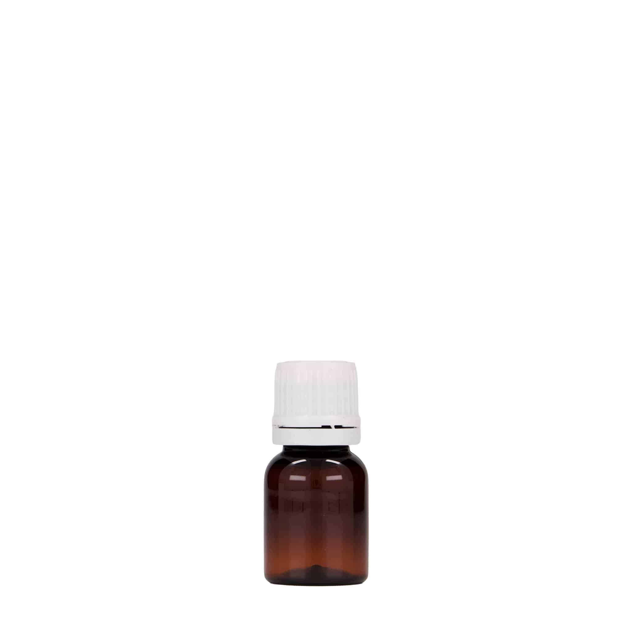 10 ml PET-medicinska bočica 'Easy Living', smeđa, plastika, grlo: DIN 18