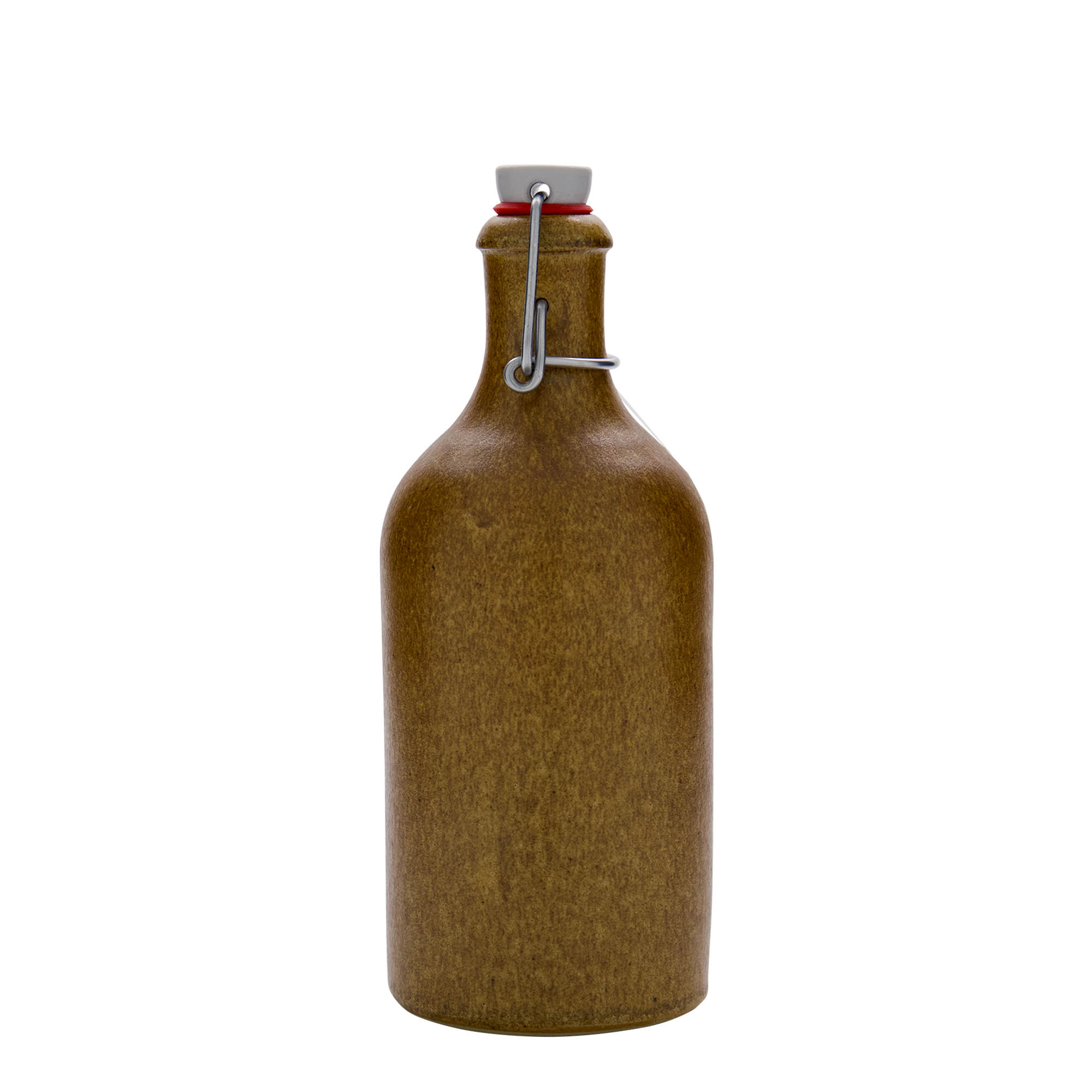 500 ml glineni vrč, kamenina, smeđe-kristalni, otvor: zatvarač s kopčom