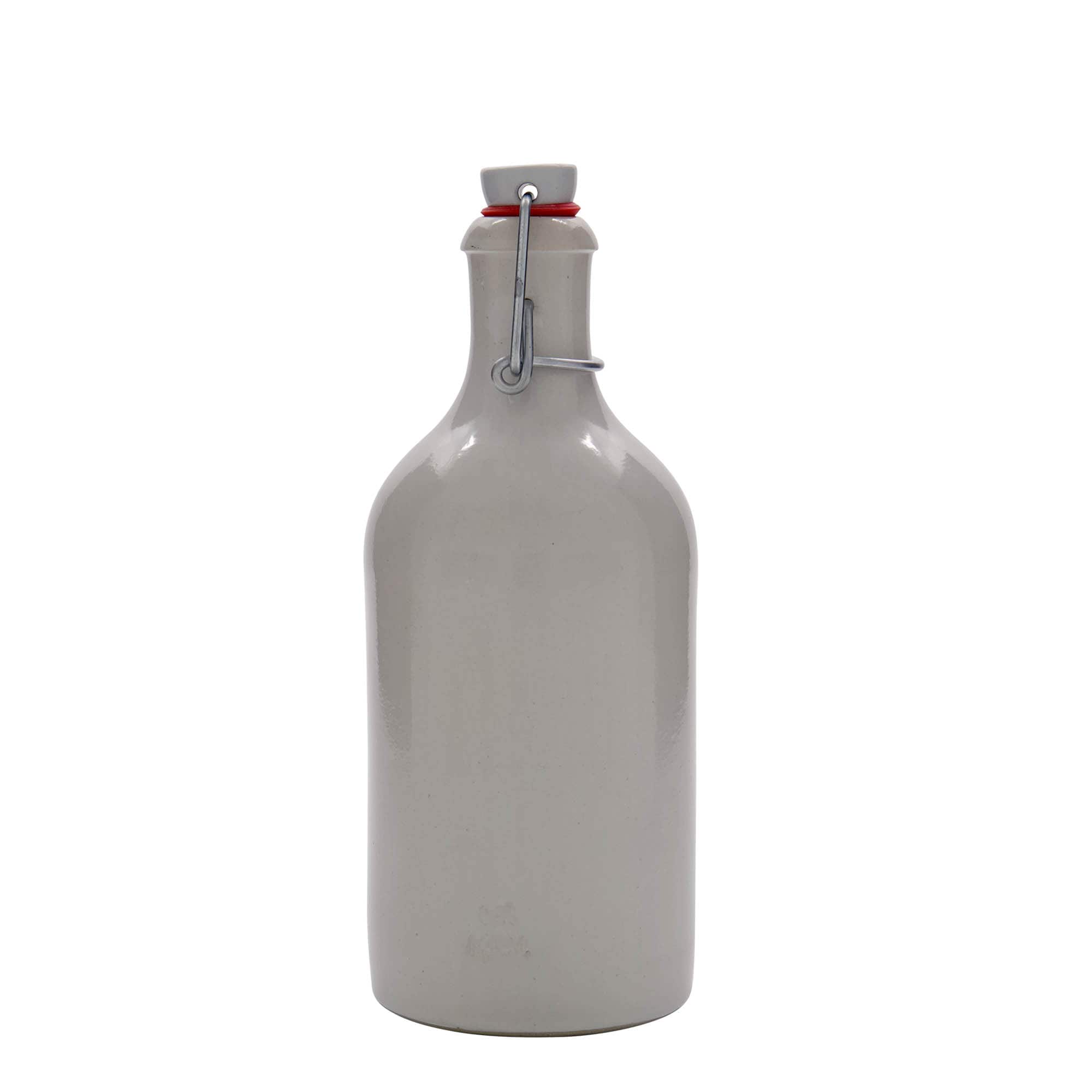 500 ml glineni vrč, kamenina, bijeli, otvor: zatvarač s kopčom