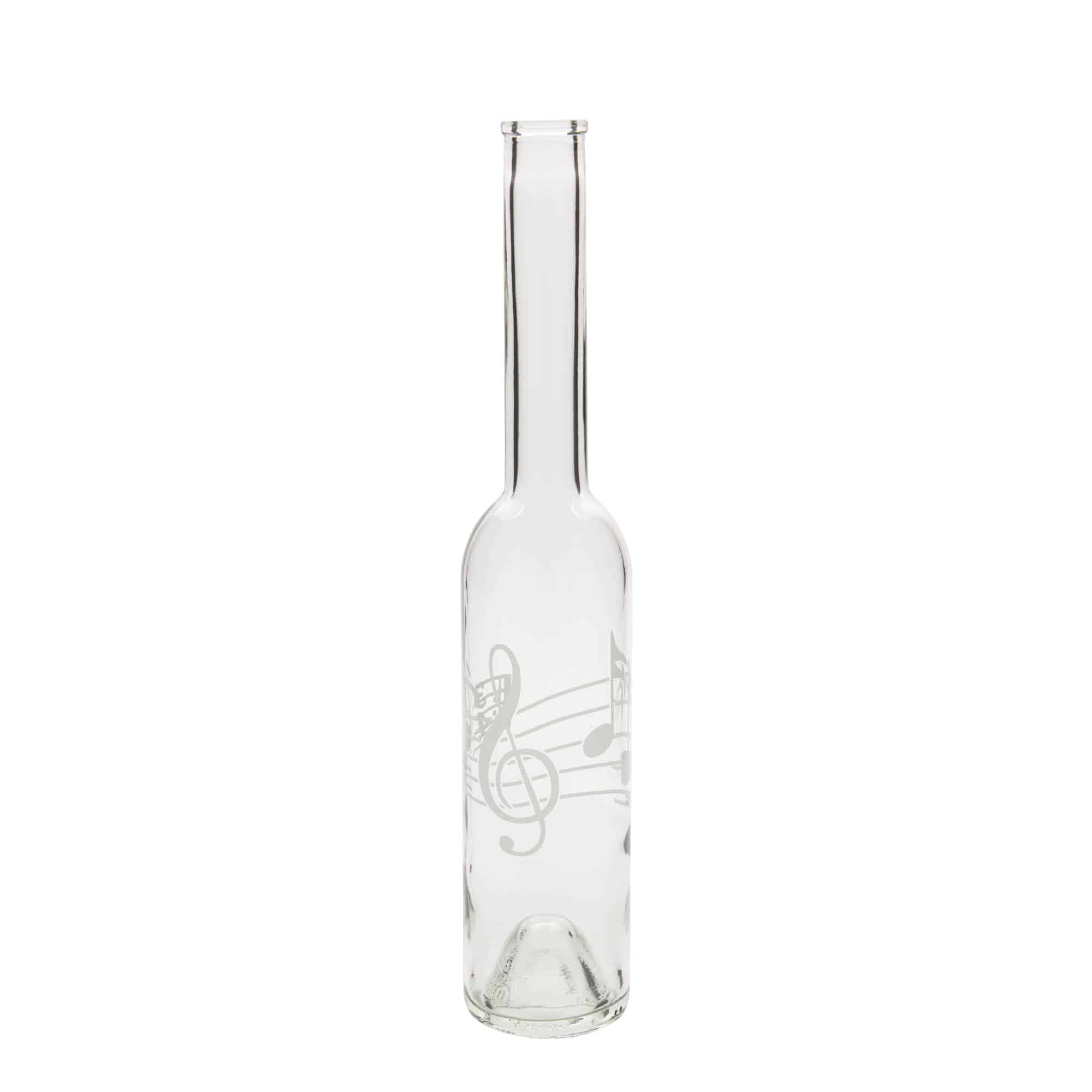 350 ml staklena boca 'Opera', motiv: glazbene note, grlo: plutani čep