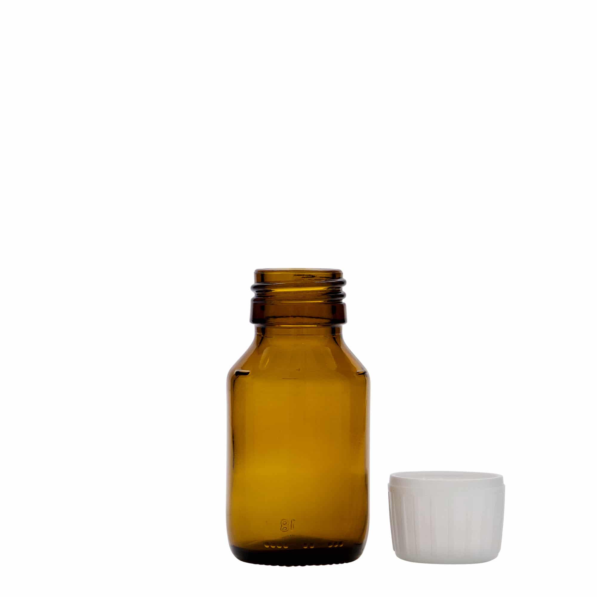 50 ml medicinska bočica, smeđa, staklo, grlo: PP 28