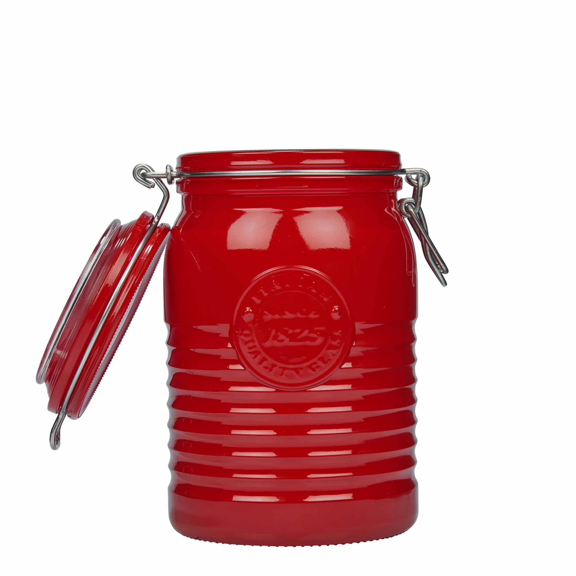 Staklenka s hermetičkim poklopcem 1000 ml 'Officina 1825', crvena, otvor: hermetički poklopac