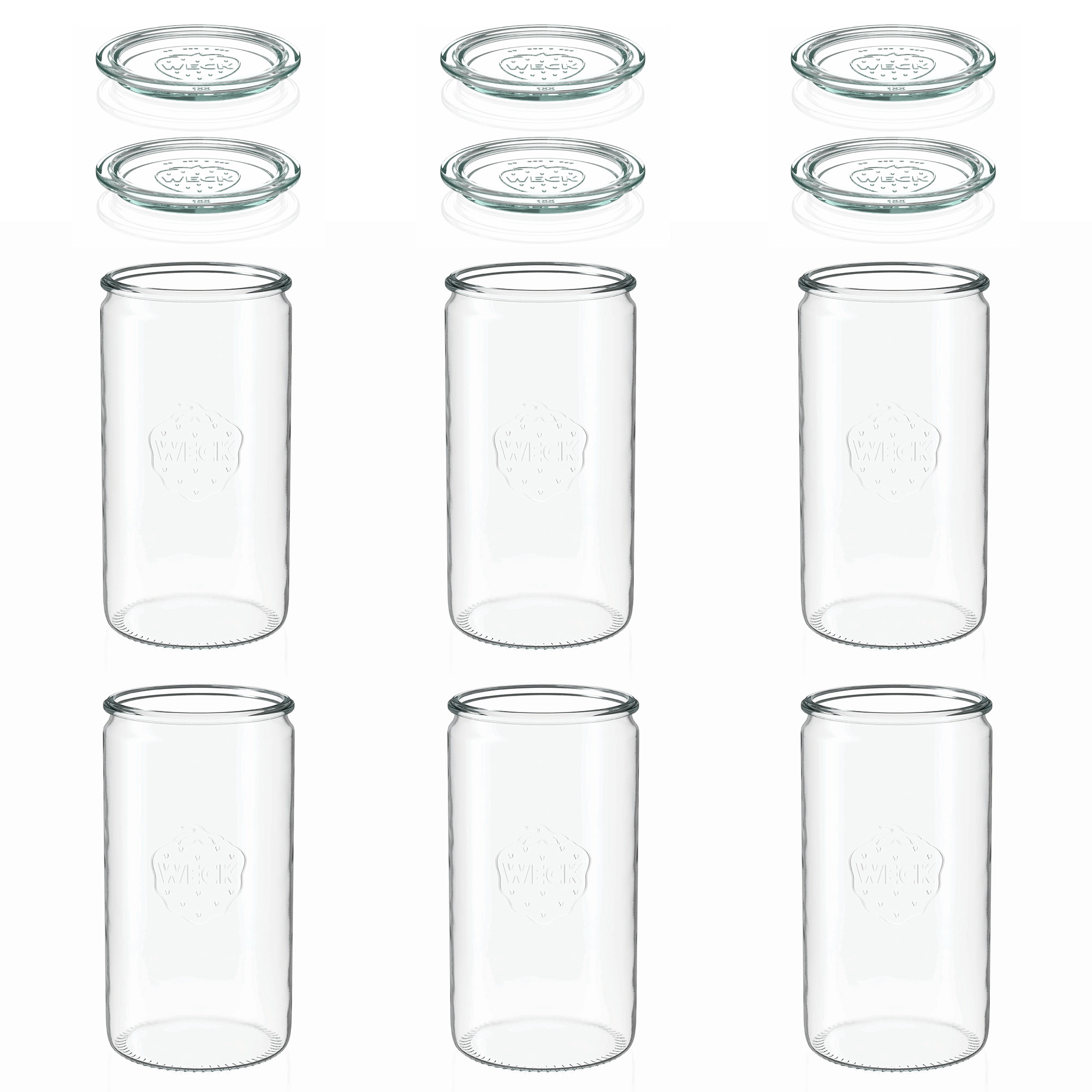 6x 1575 ml WECK cilindarska staklenka sa staklenim poklopcem RR 100