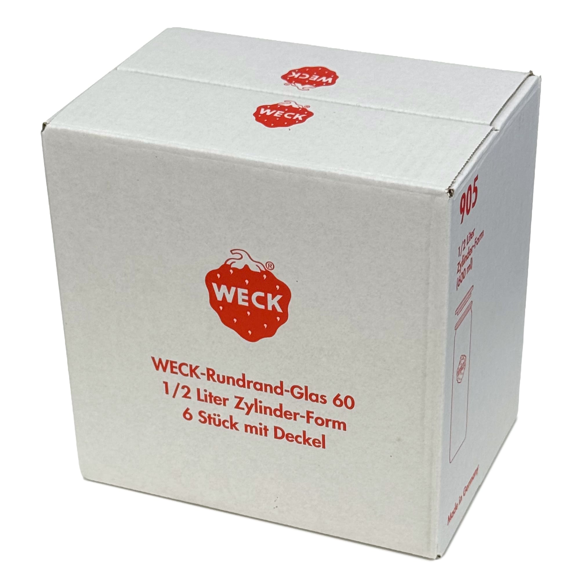 6x 600 ml WECK cilindarska staklenka sa staklenim poklopcem RR 60