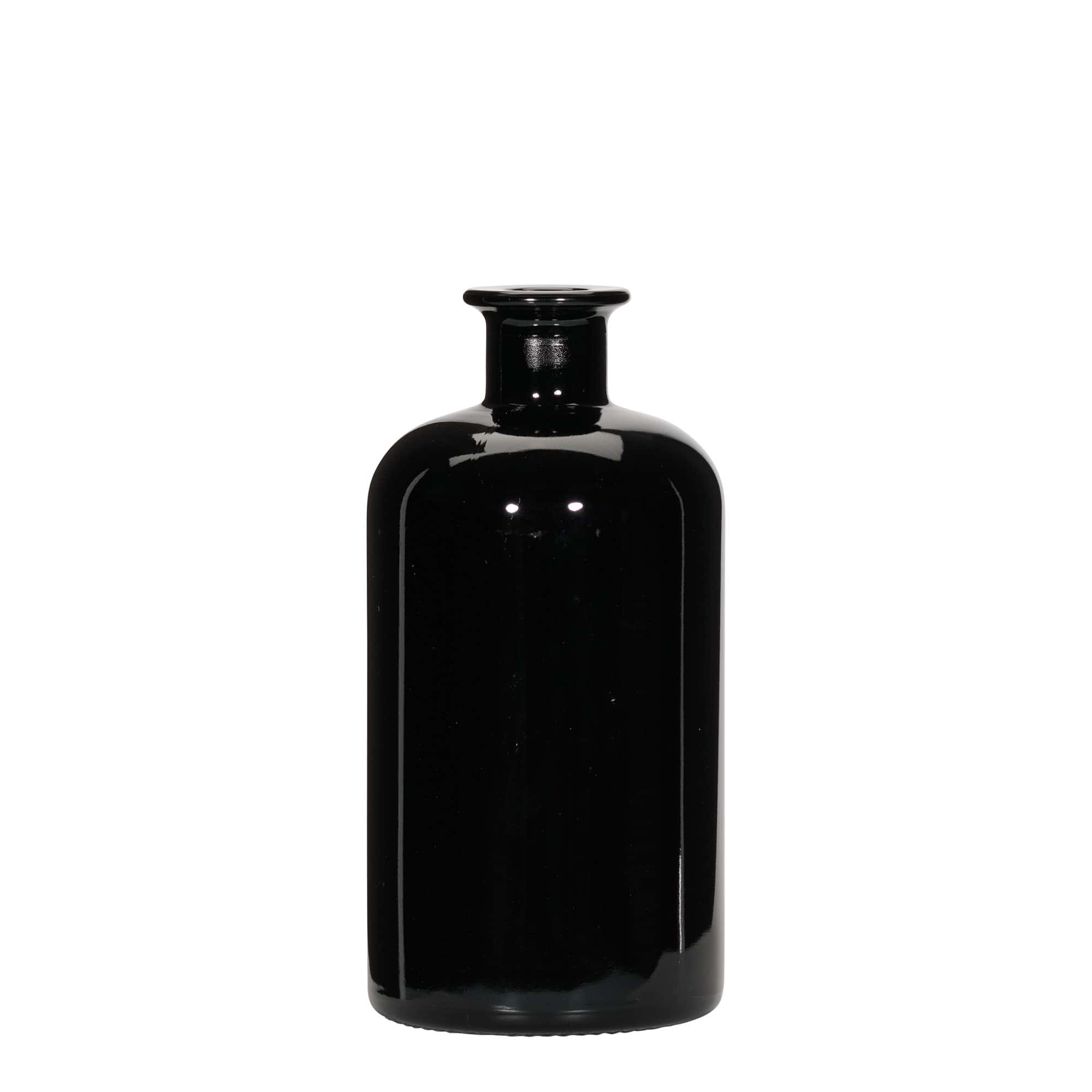 Apotekarska staklena boca 500 ml, crna, otvor: pluteni čep