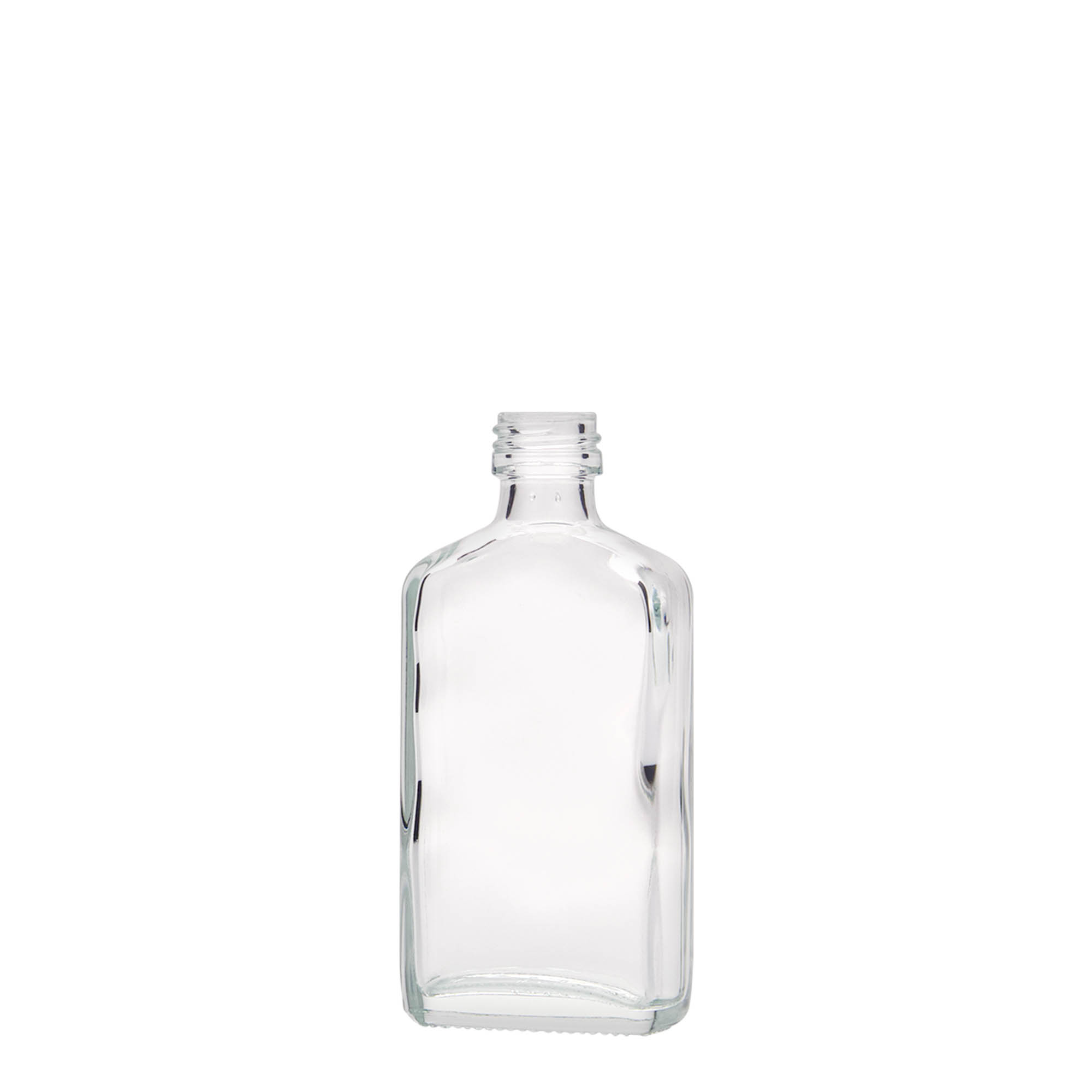50 ml bočica za džep, pravokutna, staklena, grlo: PP 18 50 ml bočica za džep, pravokutna, staklena, grlo: PP 18