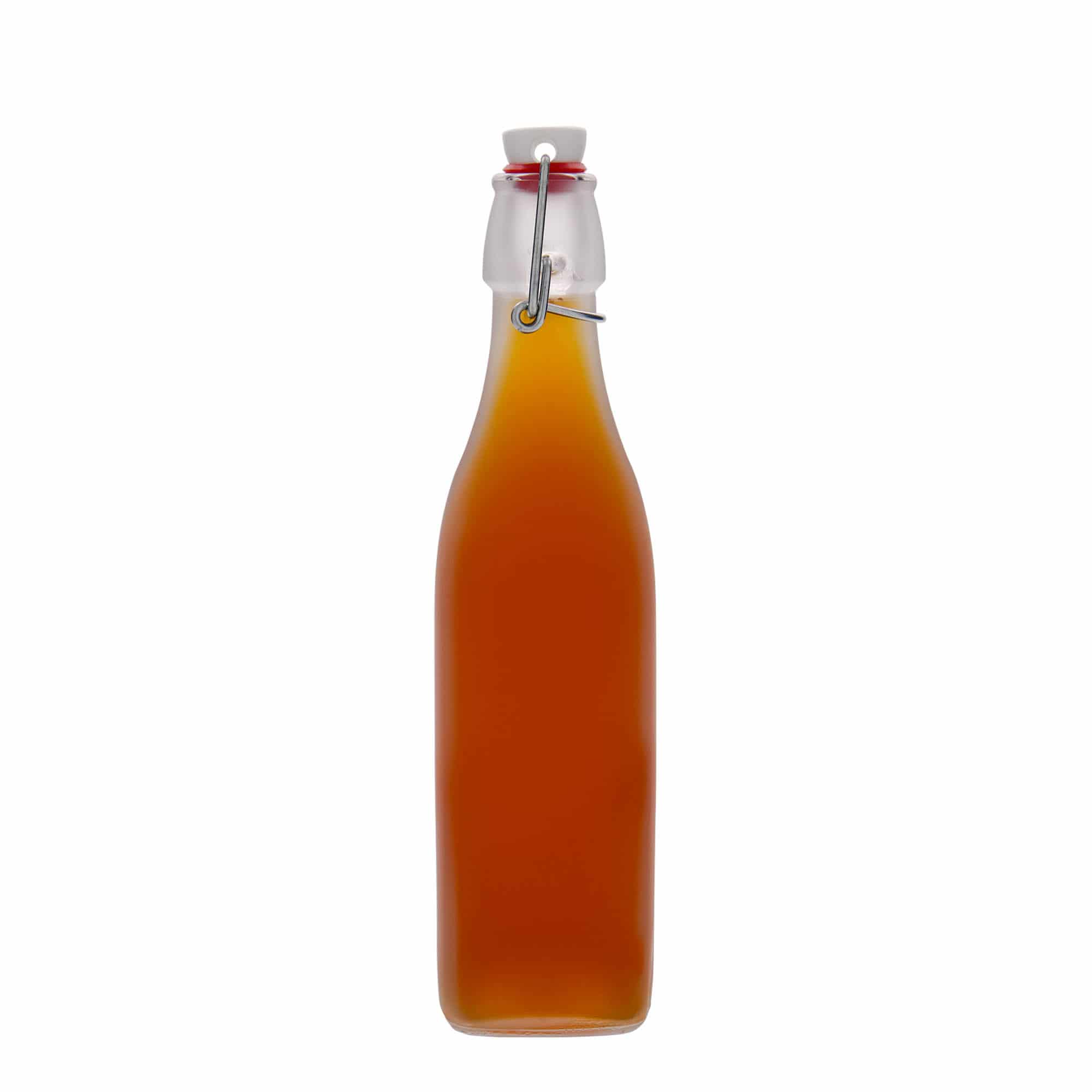 500 ml staklena boca 'Swing, četvrtasta, bijela, grlo: zatvarač s kopčom