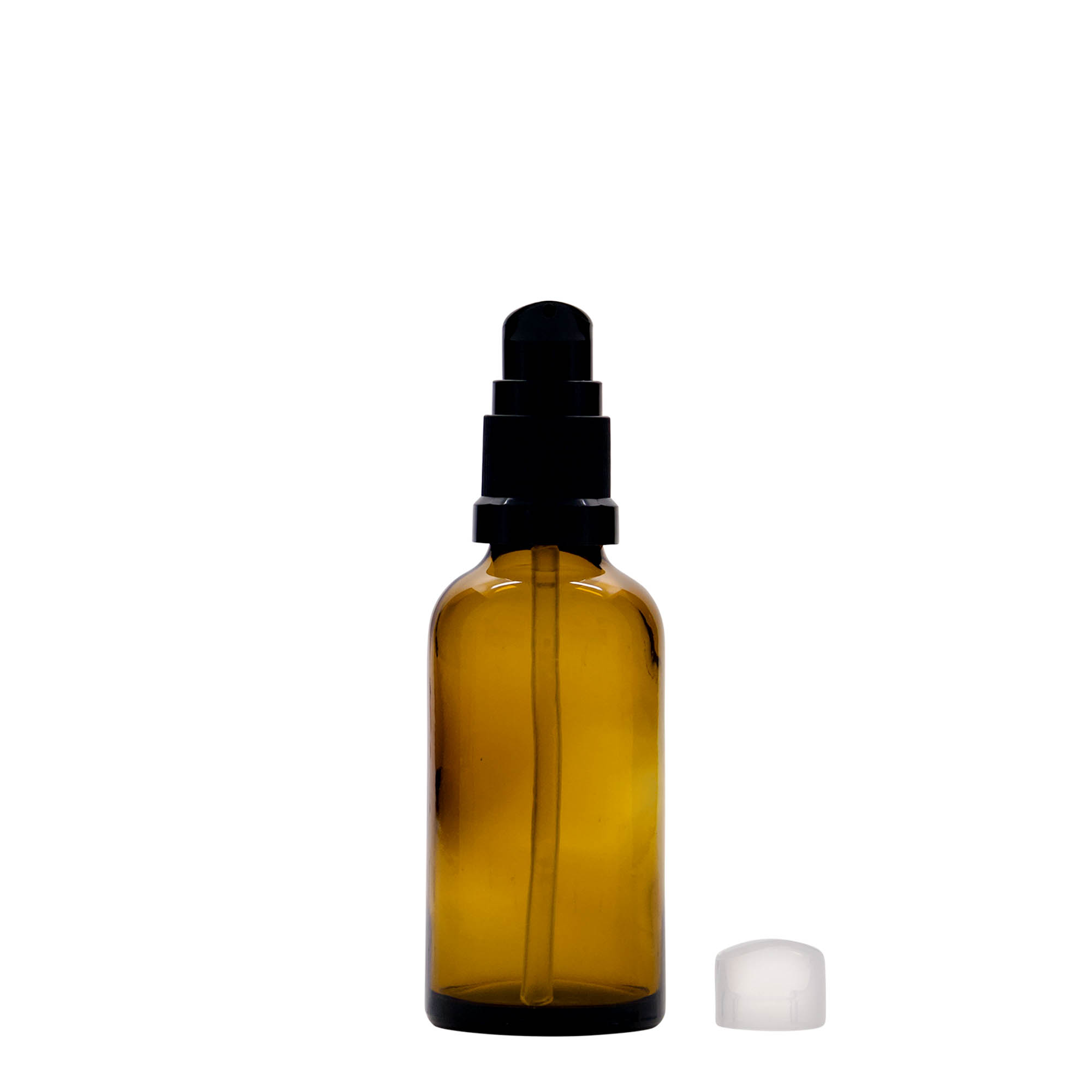 50 ml medicinska boca s pumpicom za losion, staklo, smeđa, grlo: DIN 18