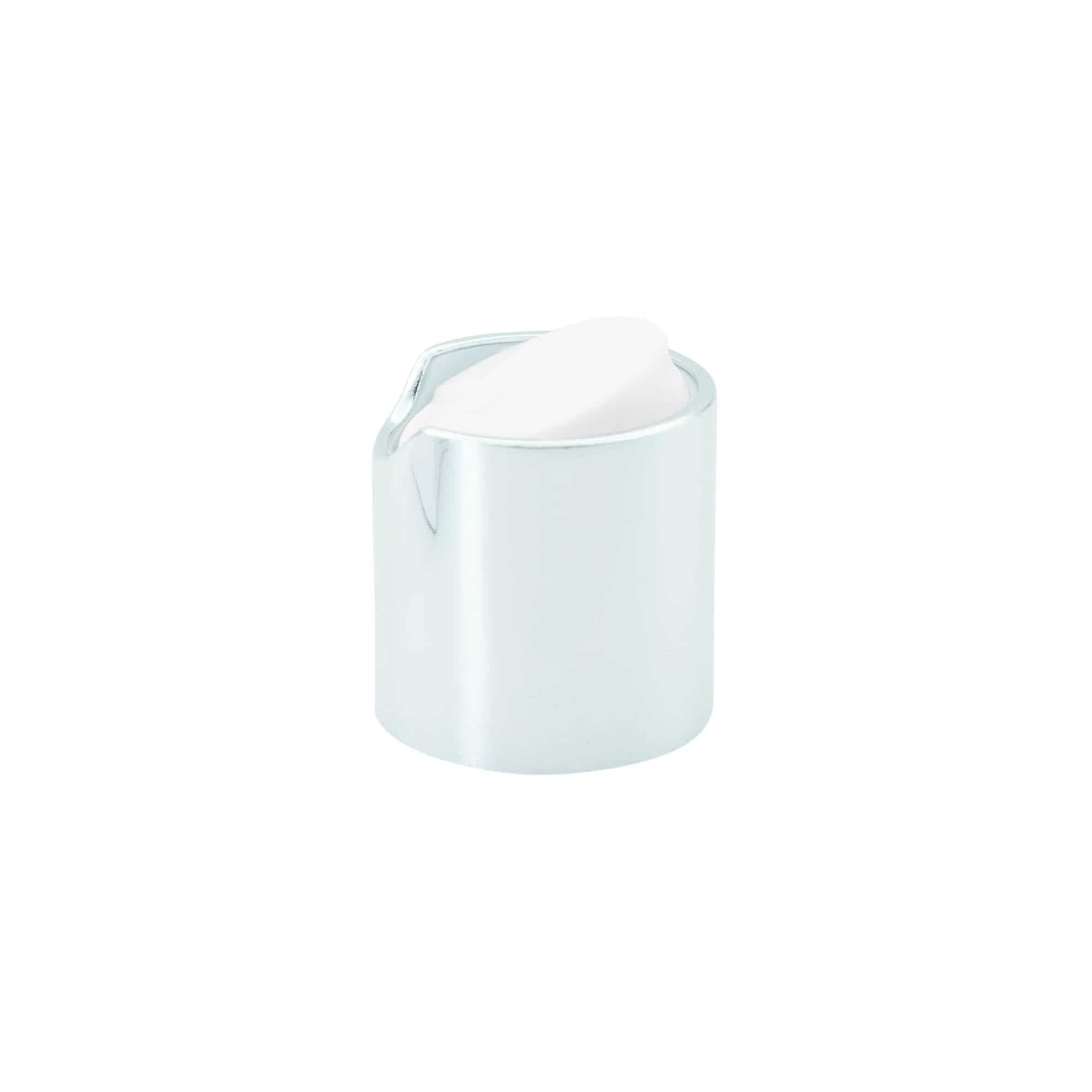 Navojni čep Disc Top, PP plastika, srebrni, za otvor: 24/410