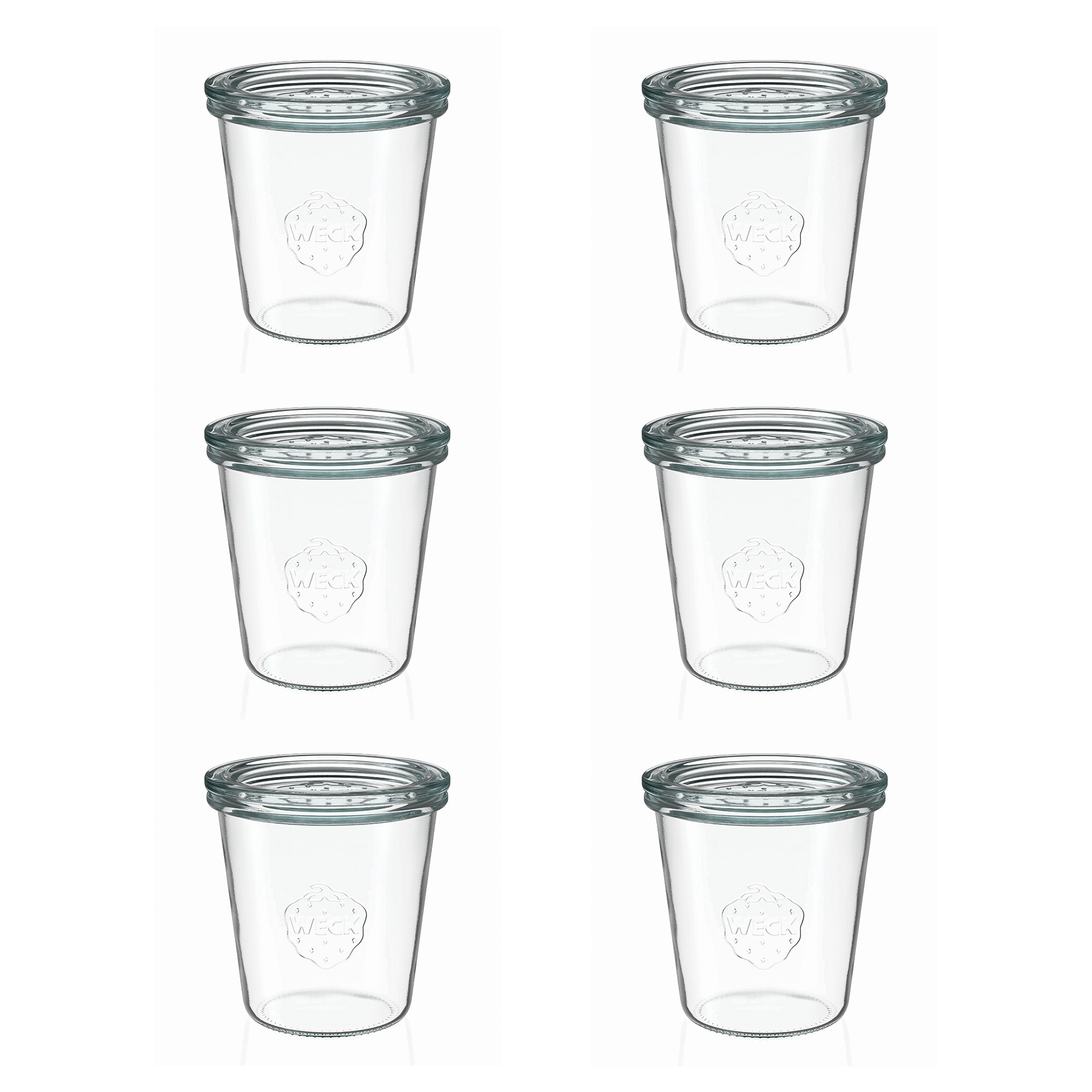 6x 290 ml visoka WECK-staklenka za stavljanje naopako sa staklenim poklopcem RR 80