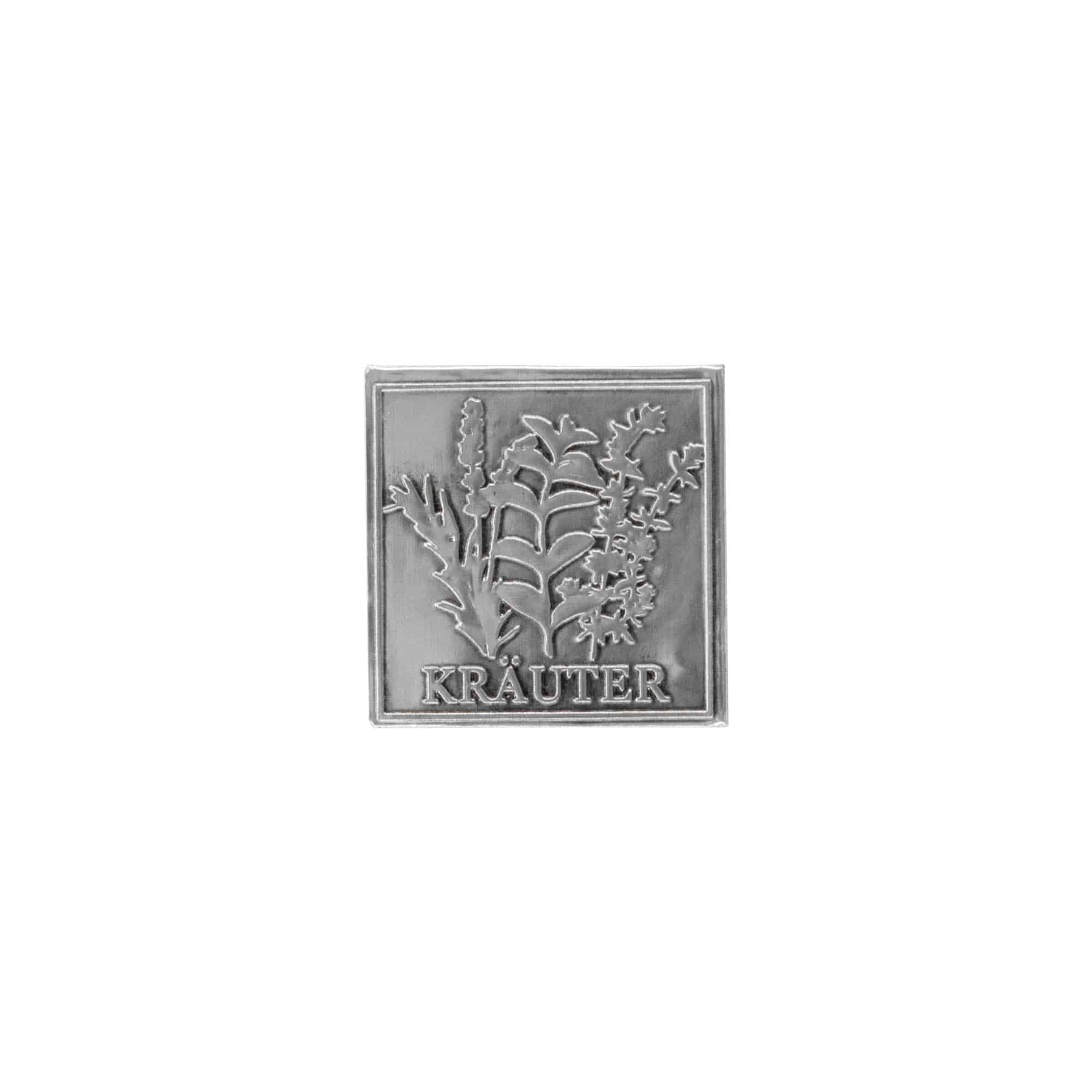 Kositrena naljepnica 'Biljke', kvadratna, metal, srebro Kositrena naljepnica 'Biljke', kvadratna, metal, srebro