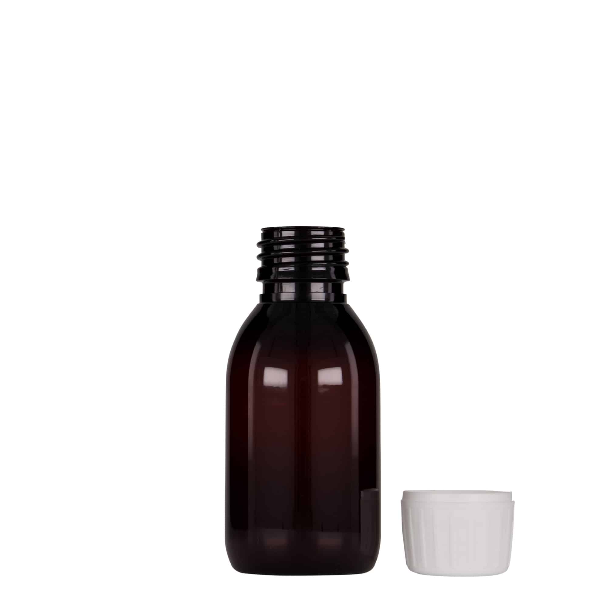 PET farmaceutska boca 100 ml, smeđa, plastika, otvor: PP 28