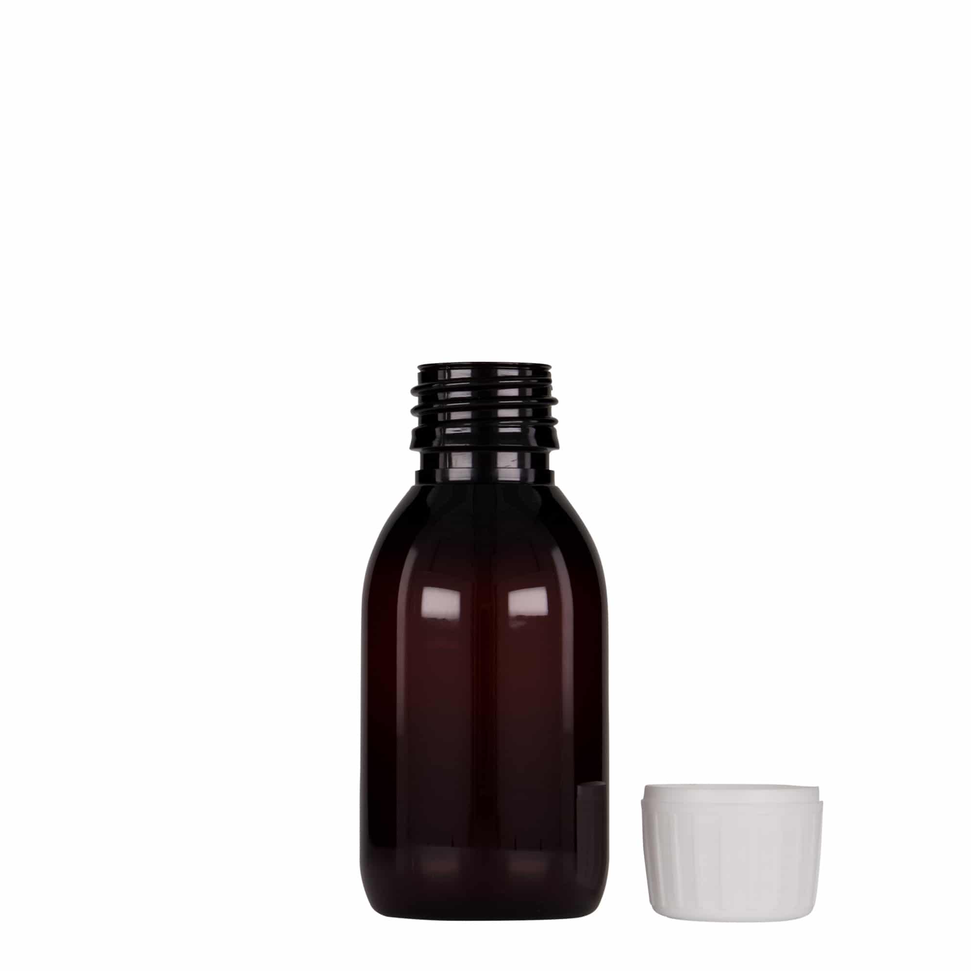100 ml PET-medicinska boca, smeđa, plast, grlo: PP 28