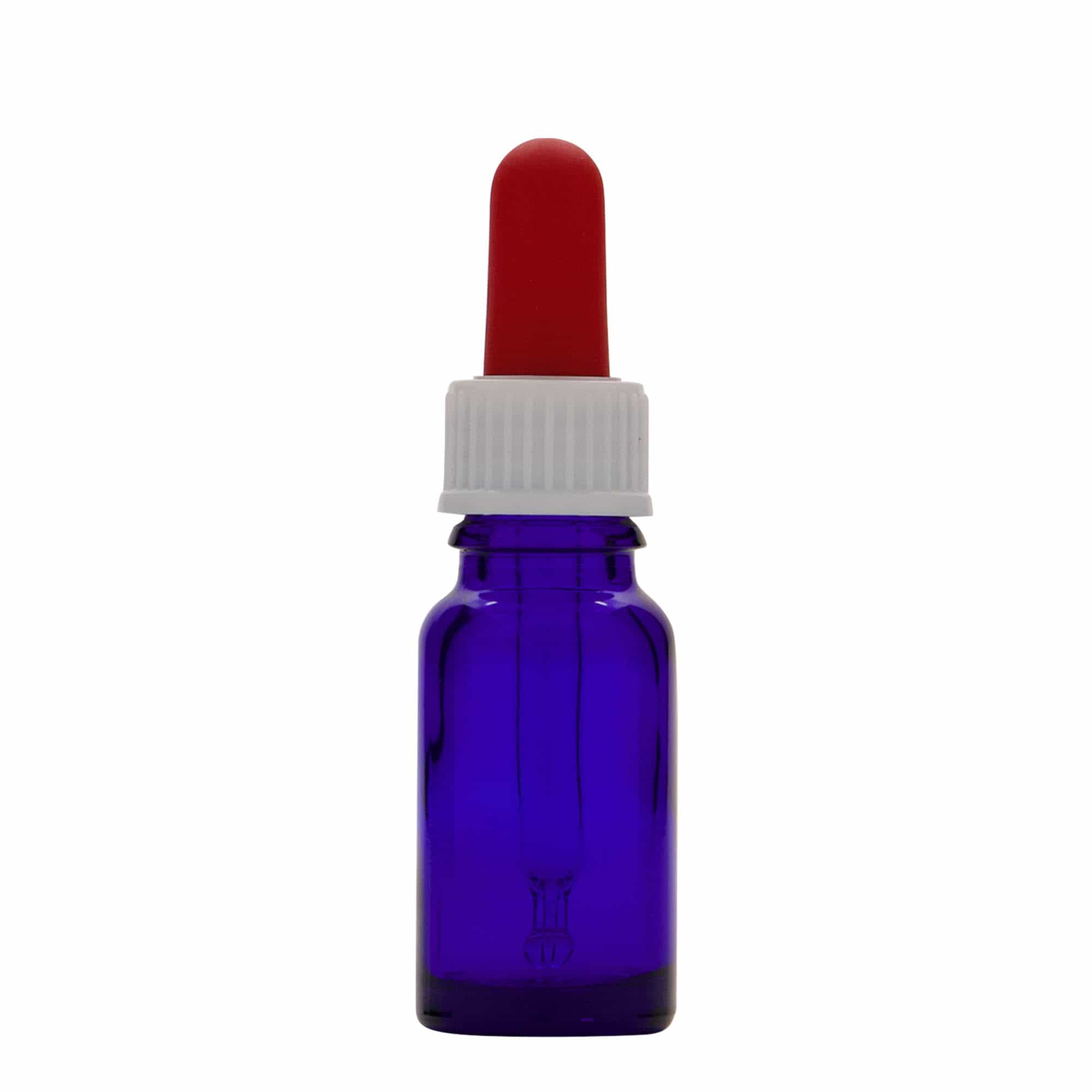 Farmaceutska bočica s pipetom 10 ml, staklo, kraljevski plava-crvena, otvor: DIN 18 Farmaceutska bočica s pipetom 10 ml, staklo, kraljevski plava-crvena, otvor: DIN 18