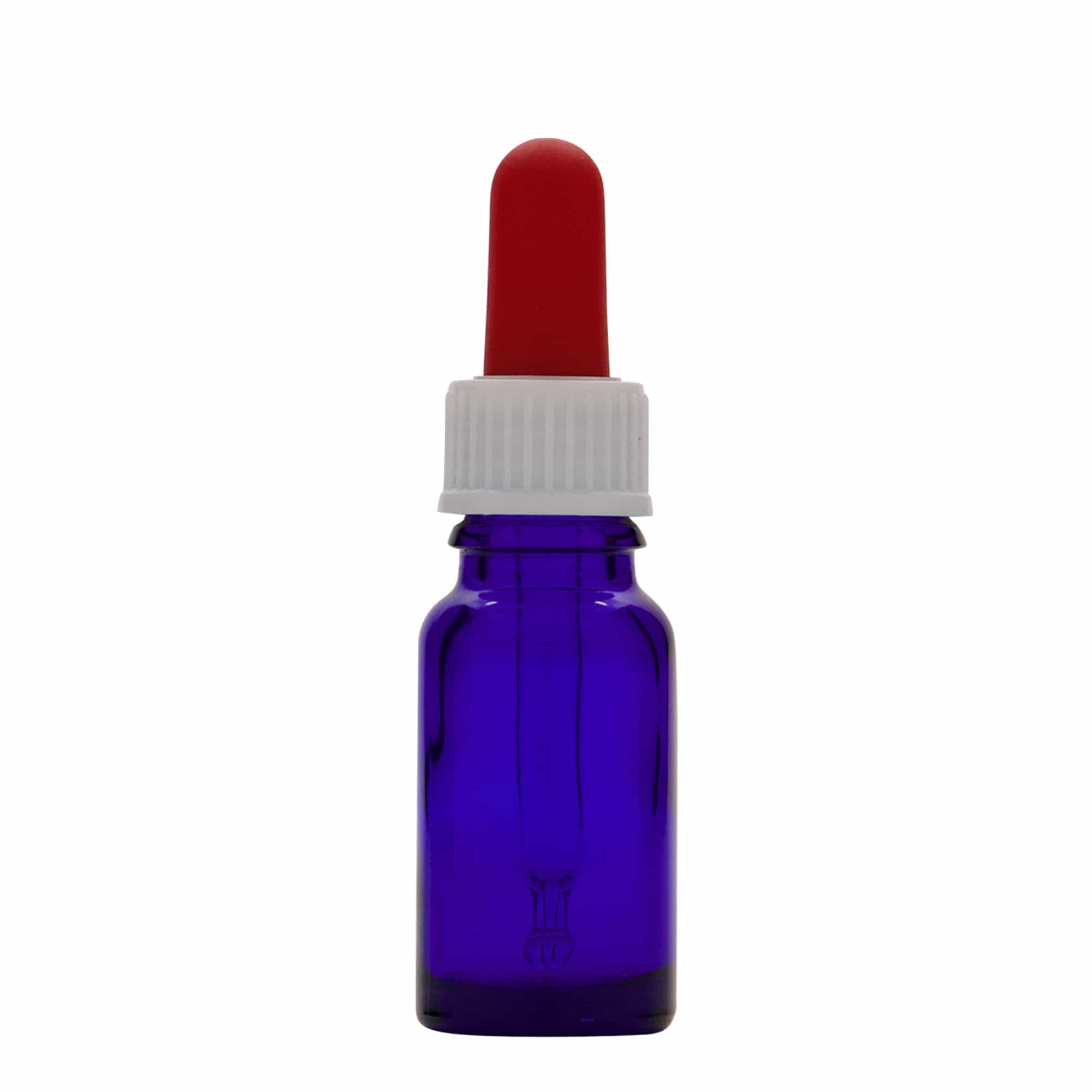 10 ml bočica s pipetom, medicinska, staklena, kraljevsko plava-crvena, grlo: DIN 18