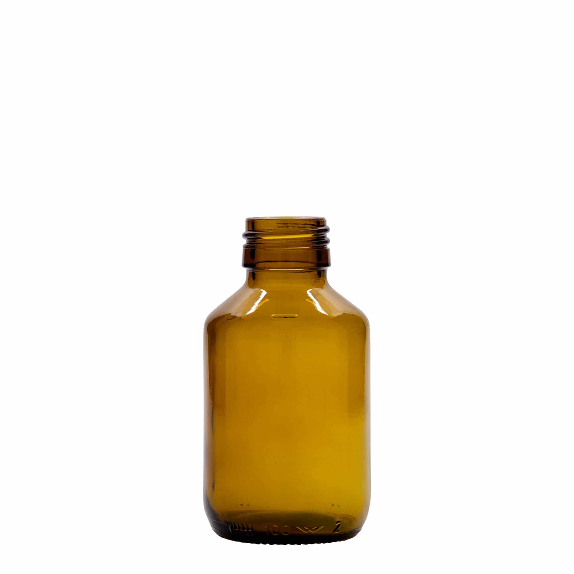 Farmaceutska boca 100 ml, smeđa, staklo, otvor: PP 28 Farmaceutska boca 100 ml, smeđa, staklo, otvor: PP 28